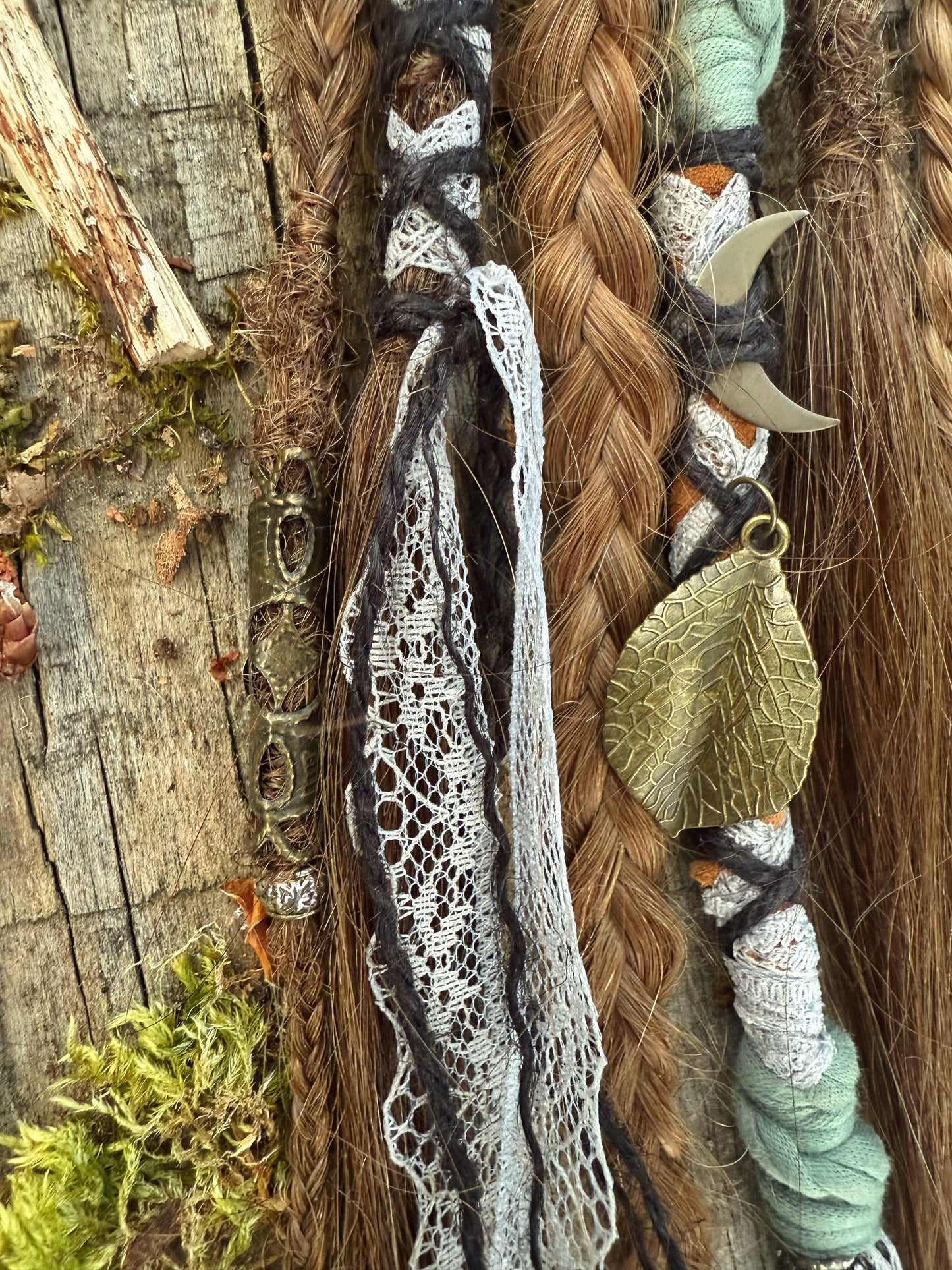 Set of 6 Crochet-in Human Hair Dreadlock Extensions & Braids + Decorations + Hairwrap