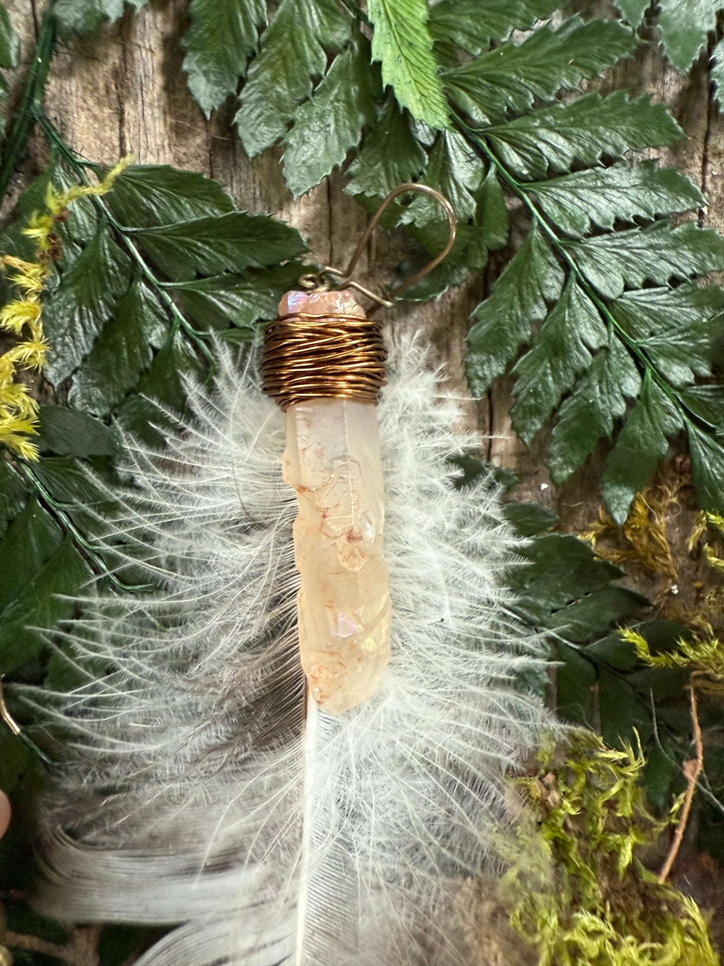 Moss Collection Feather Drop Asymmetrical Earrings