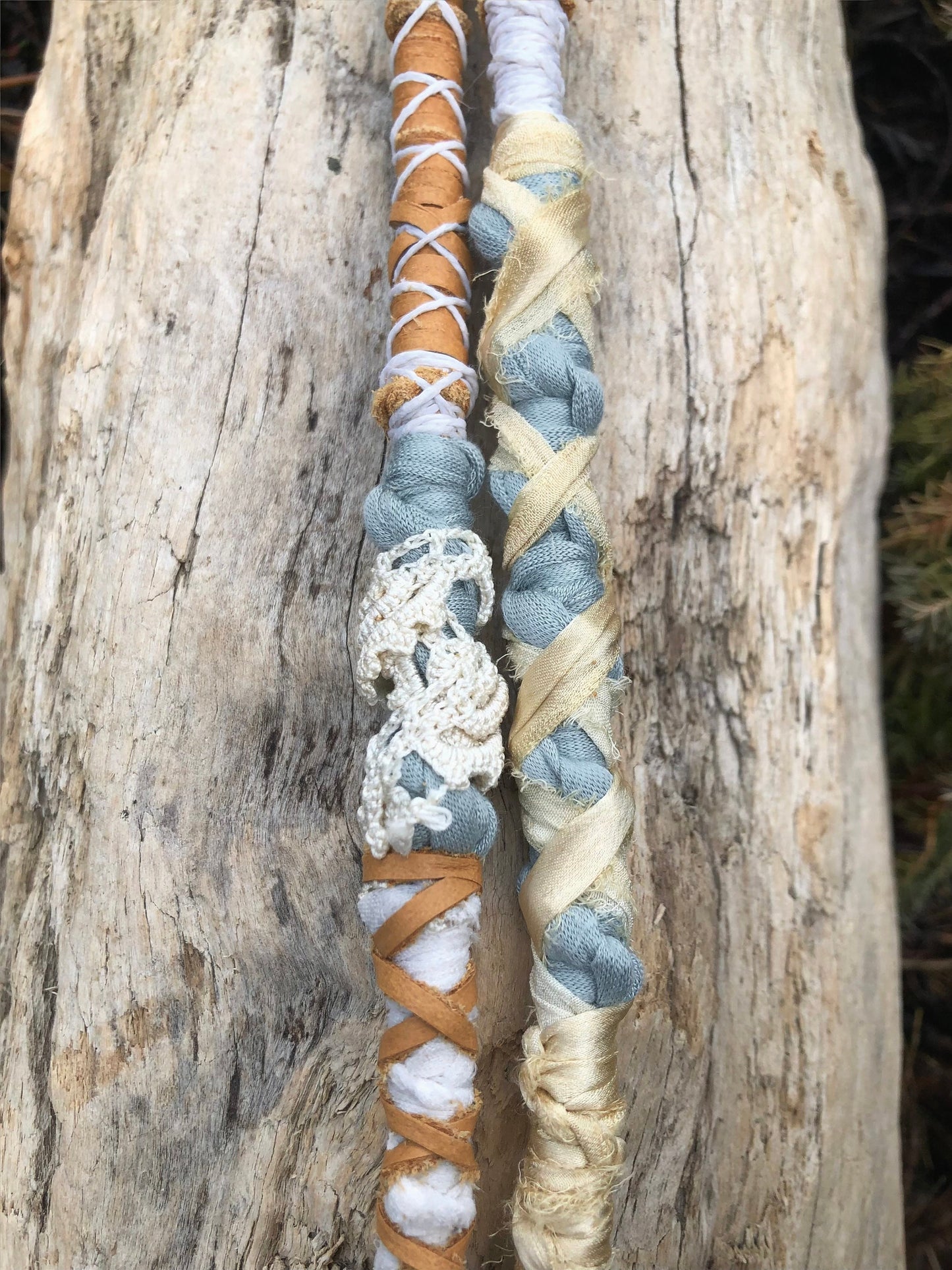 Sea Breeze Set of 2 CLIP-IN Hairwraps, Dreadwraps, Fabric Loc Extensions, Dreadlock Accessories