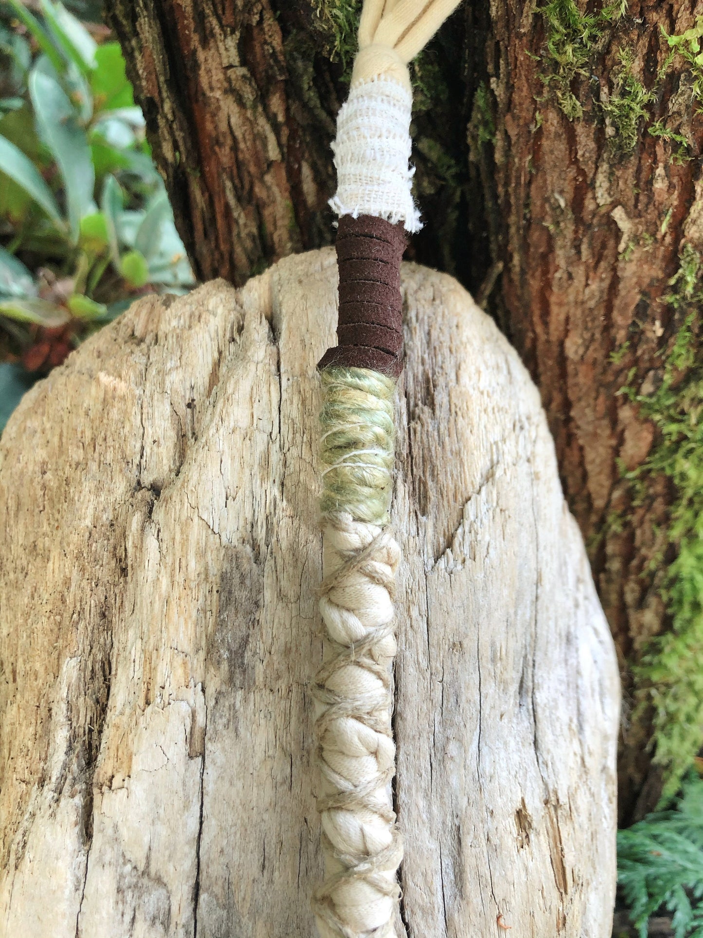 Boho Botanical Hairwrap, Dreadwrap, Fabric Loc Extension, Dreadlock Accessory