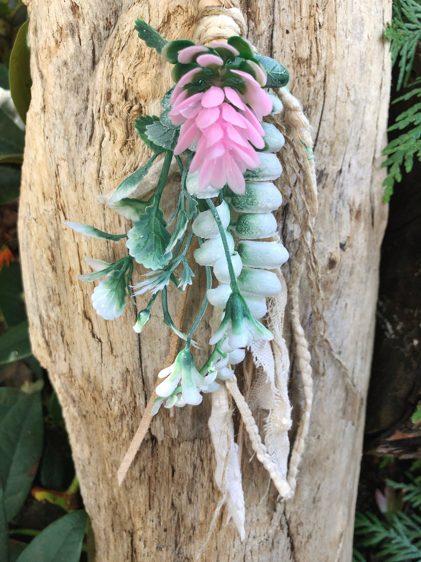 Boho Botanical Short Hairwrap, Dreadwrap, Fabric Loc Extension, Dreadlock Accessory