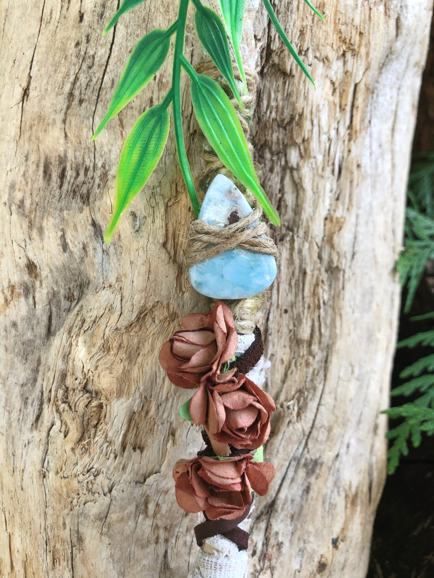 Boho Botanical Hairwrap, Dreadwrap, Fabric Loc Extension, Dreadlock Accessory