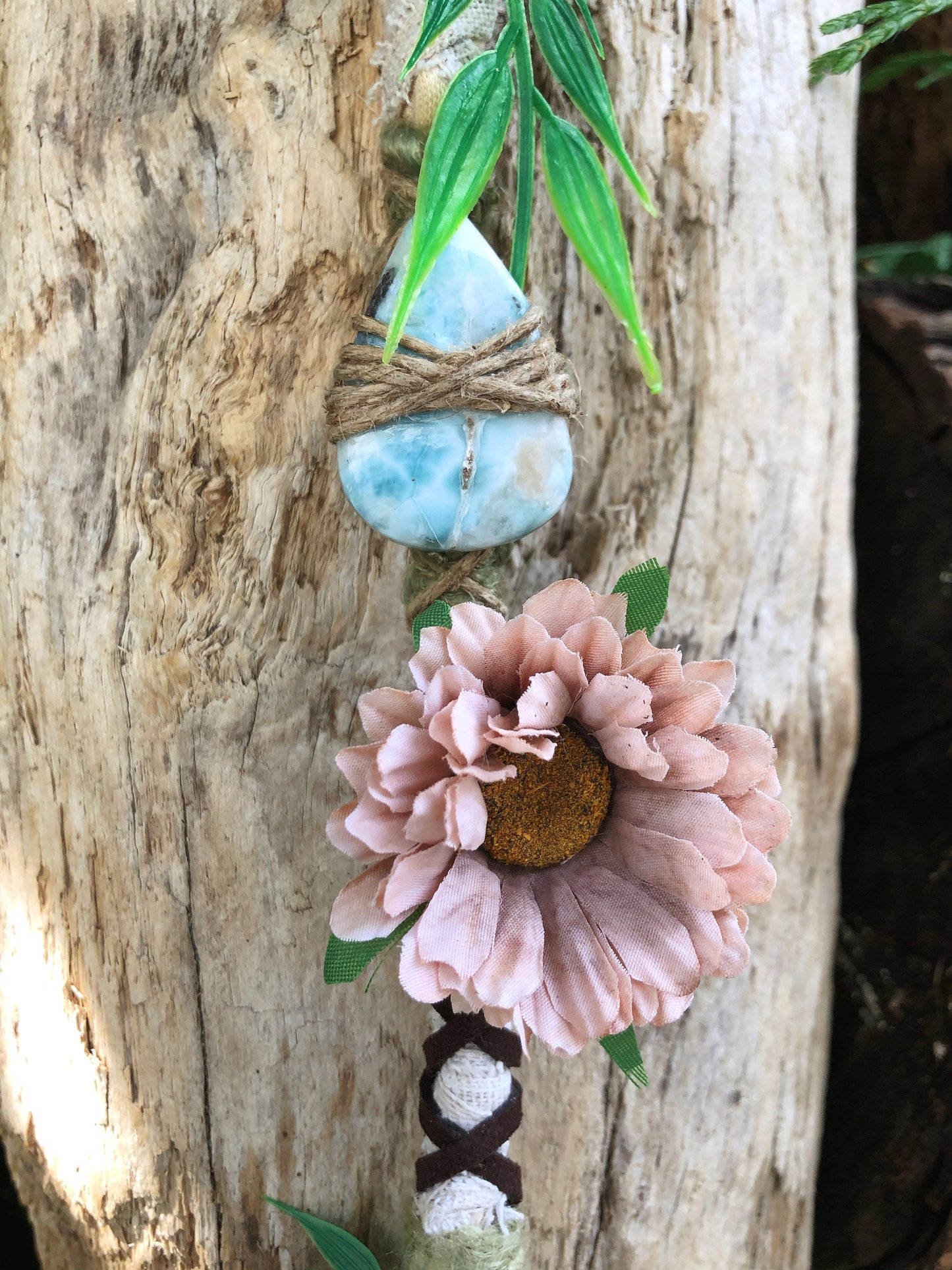 Boho Botanical Hairwrap, Dreadwrap, Fabric Loc Extension, Dreadlock Accessory