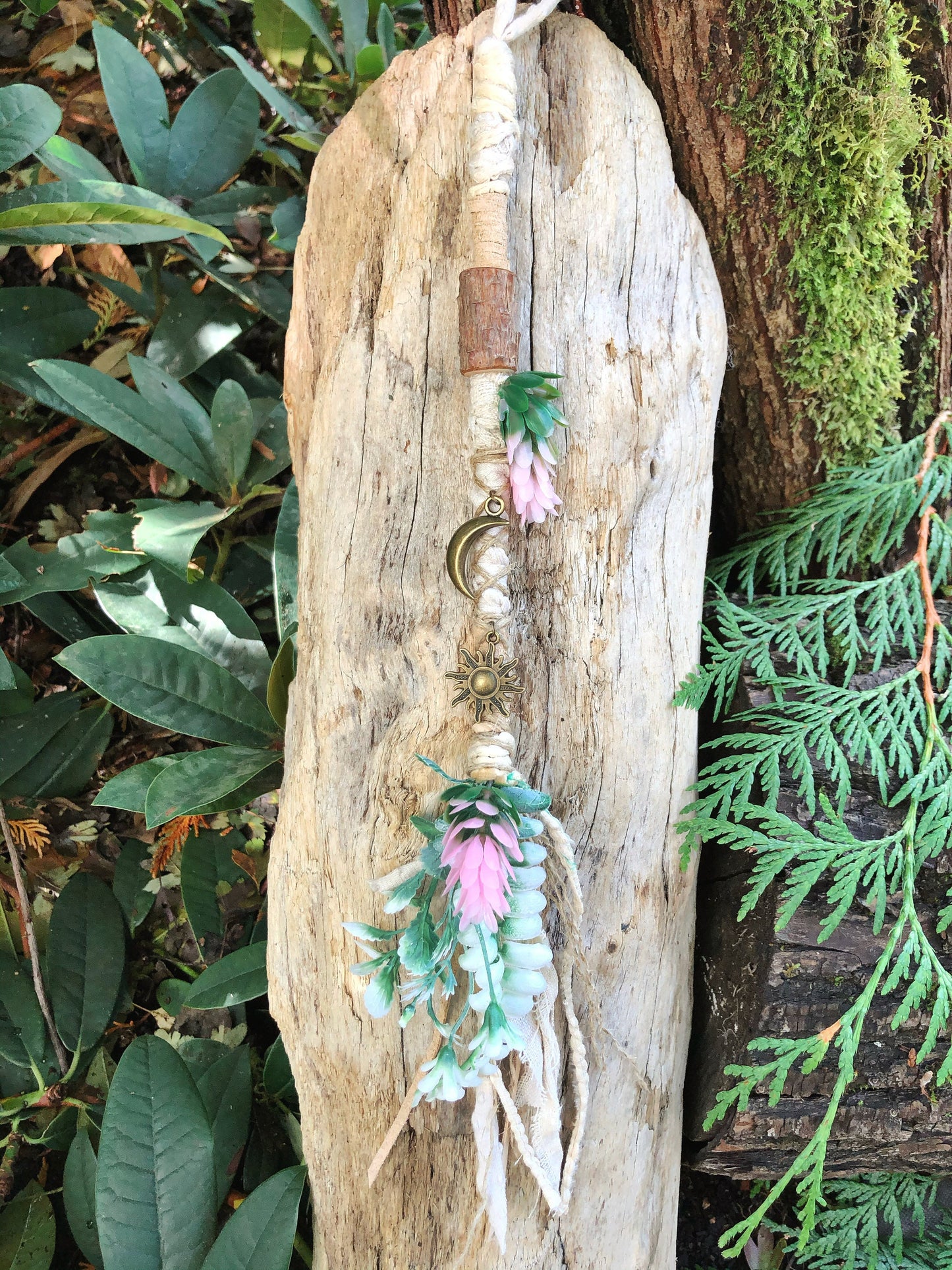 Boho Botanical Short Hairwrap, Dreadwrap, Fabric Loc Extension, Dreadlock Accessory