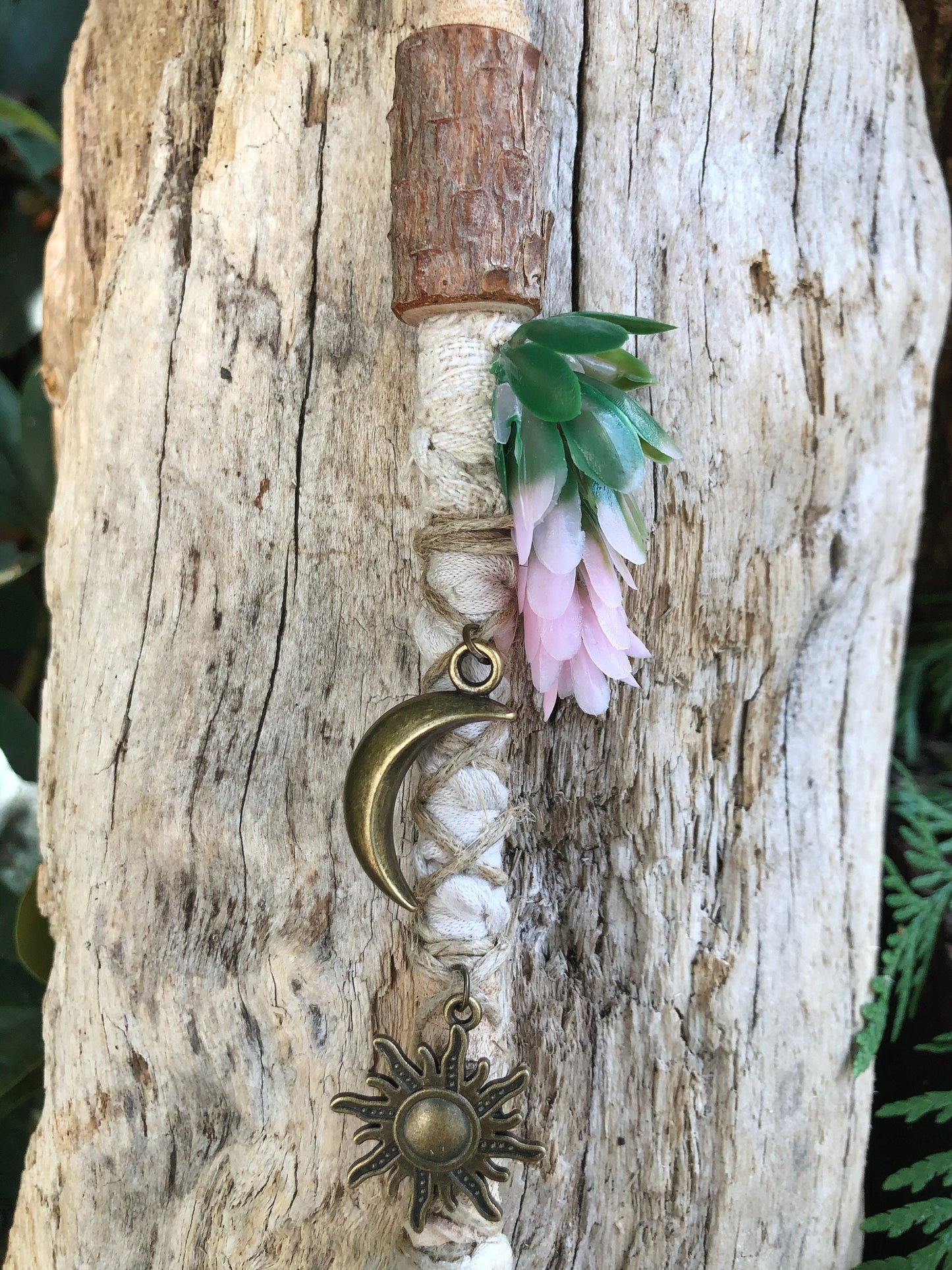 Boho Botanical Short Hairwrap, Dreadwrap, Fabric Loc Extension, Dreadlock Accessory