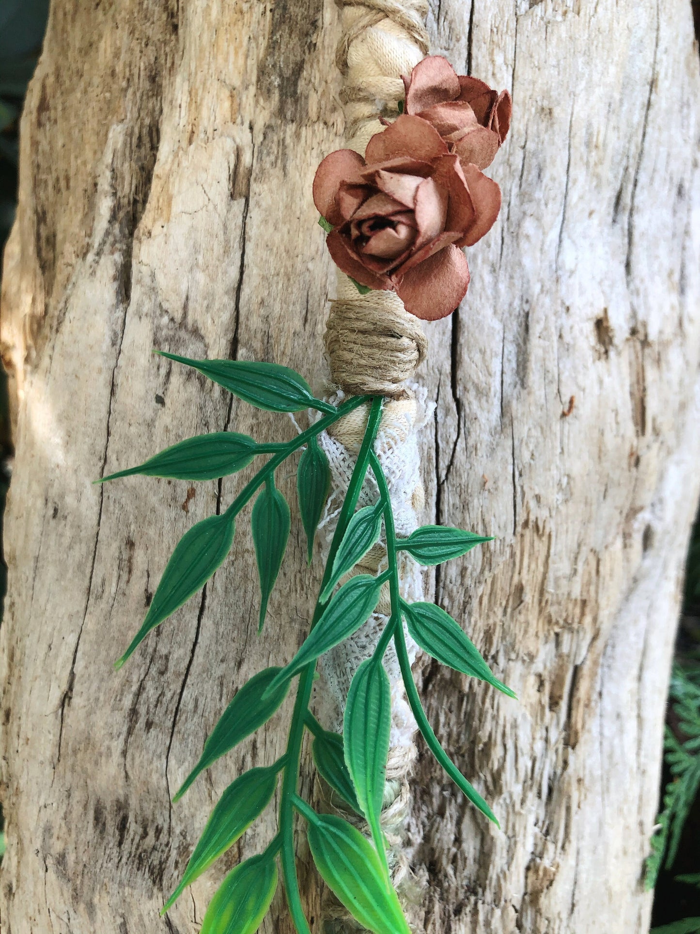 Boho Botanical Hairwrap, Dreadwrap, Fabric Loc Extension, Dreadlock Accessory