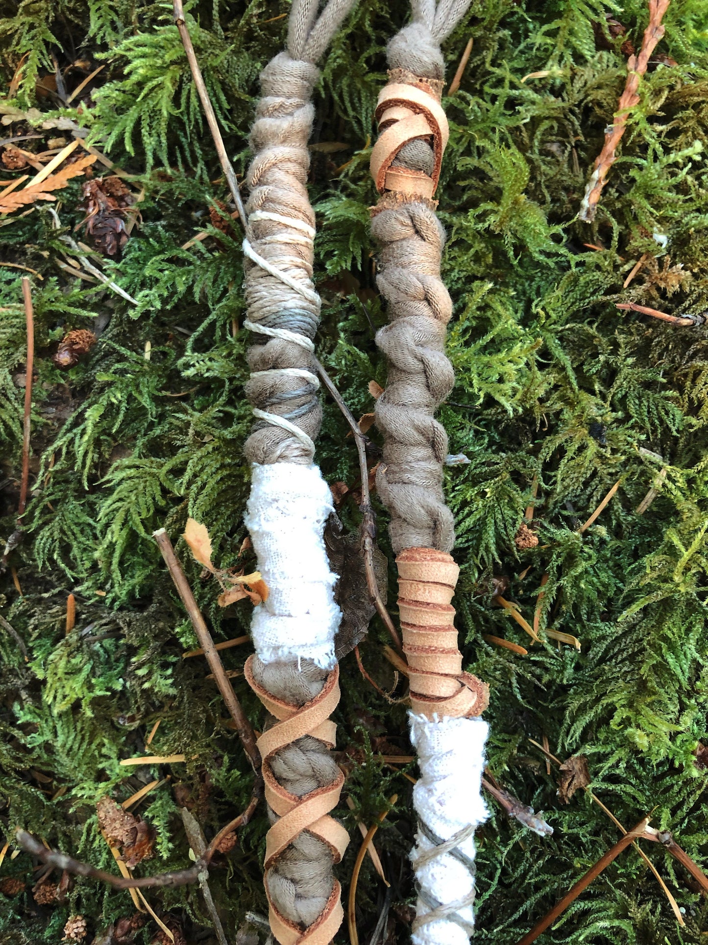 Enchanted Earth Set of 2 Hairwraps, Dreadwraps, Fabric Loc Extensions, Dreadlock Accessories