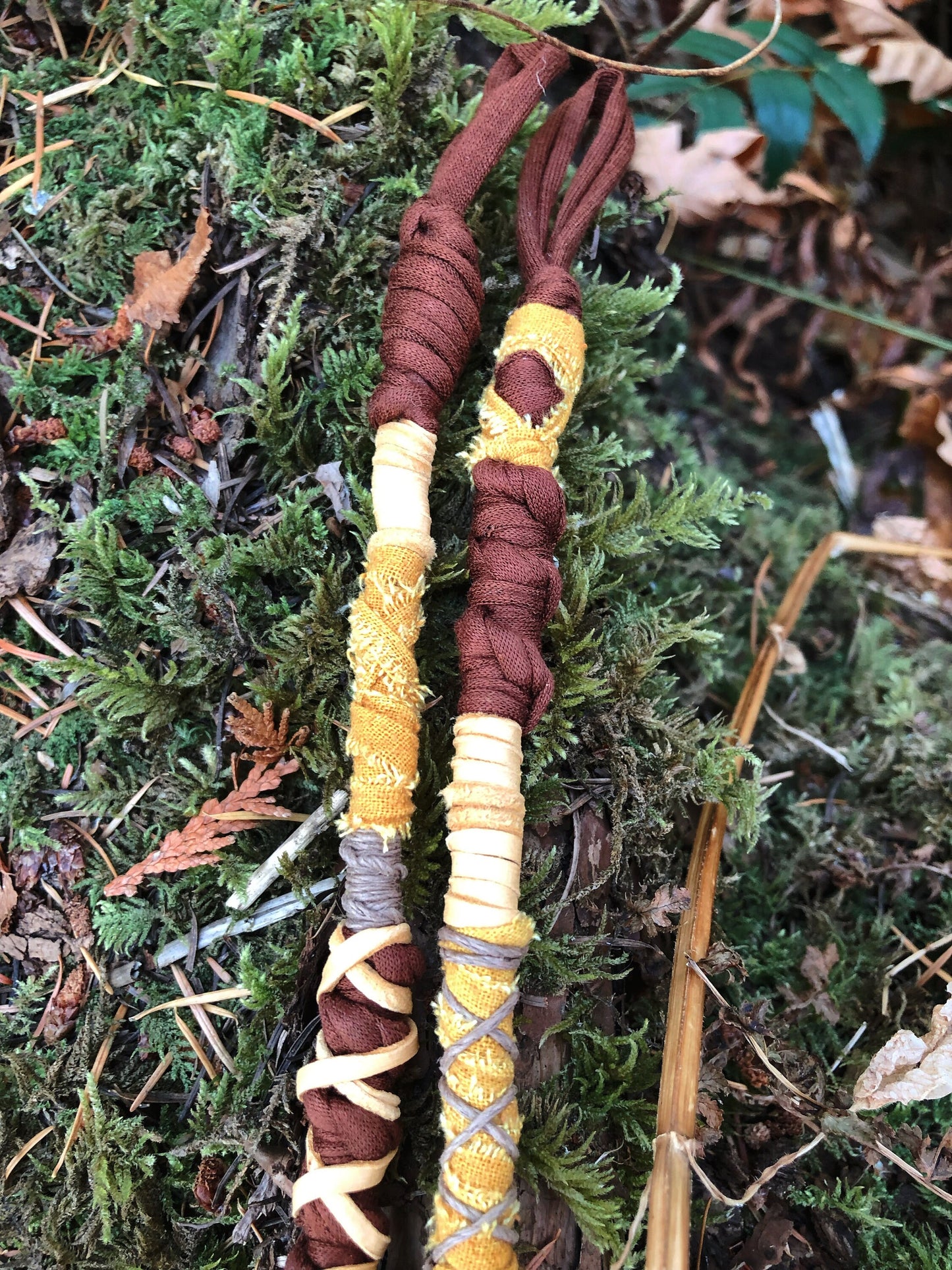 Enchanted Earth Set of 2 Hairwraps, Dreadwraps, Fabric Loc Extensions, Dreadlock Accessories