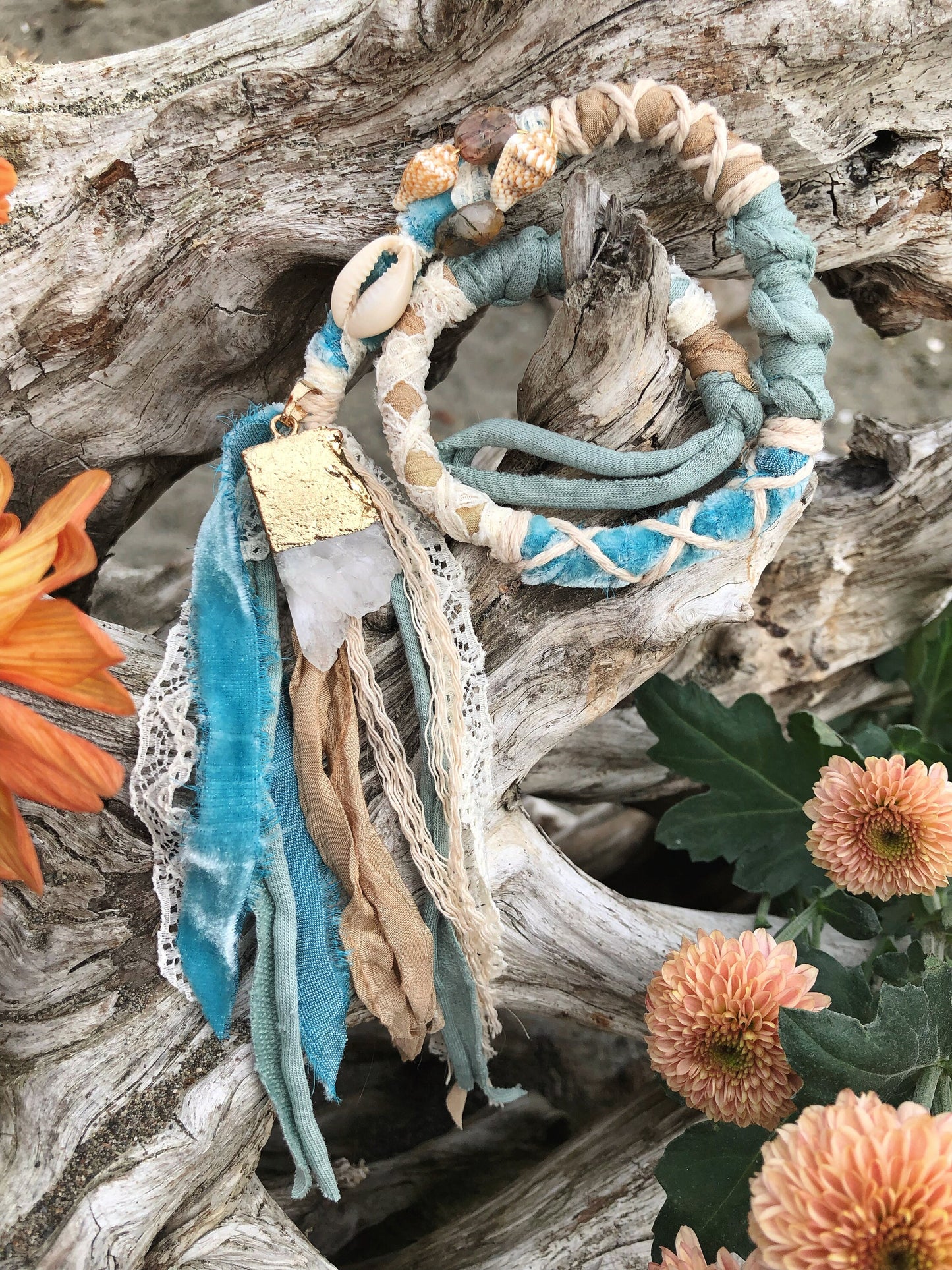 Enchanted Sea Hairwrap, Dreadwrap, Fabric Loc Extension, Dreadlock Accessories