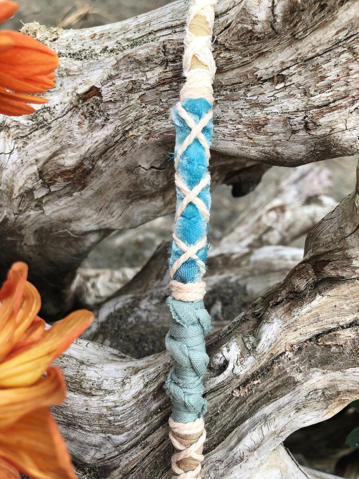 Enchanted Sea Hairwrap, Dreadwrap, Fabric Loc Extension, Dreadlock Accessories