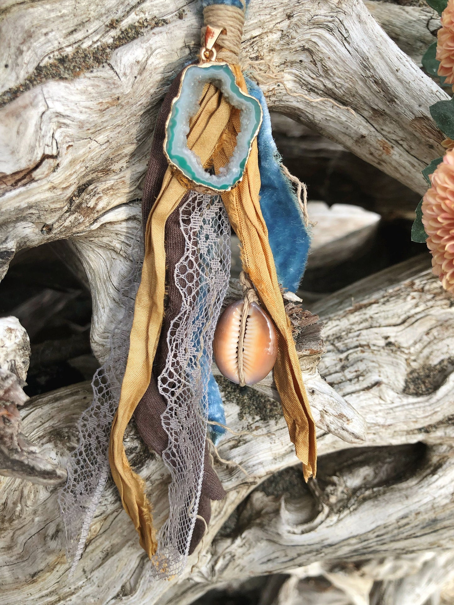 Enchanted Sea Hairwrap, Dreadwrap, Fabric Loc Extension, Dreadlock Accessories