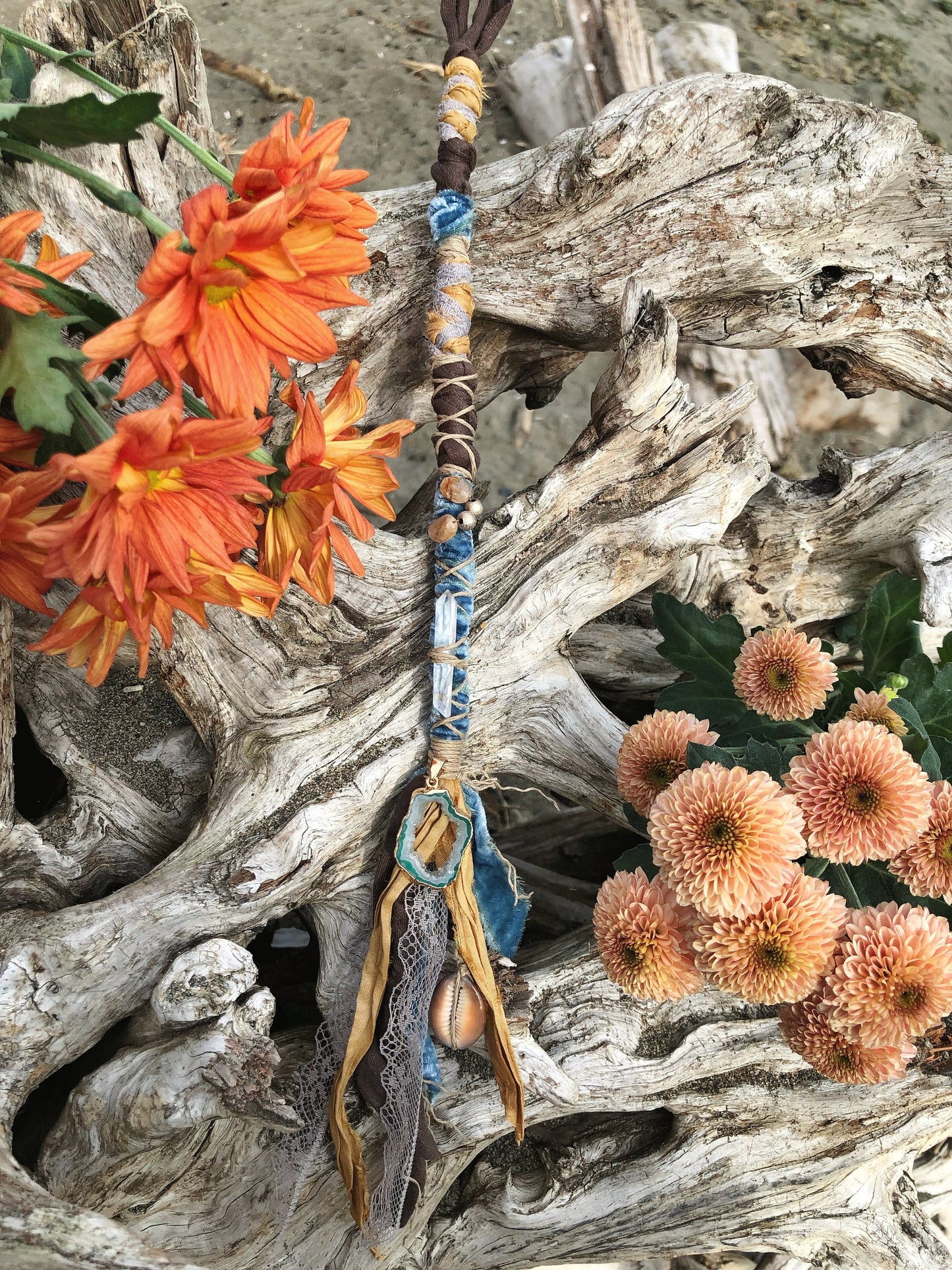 Enchanted Sea Hairwrap, Dreadwrap, Fabric Loc Extension, Dreadlock Accessories