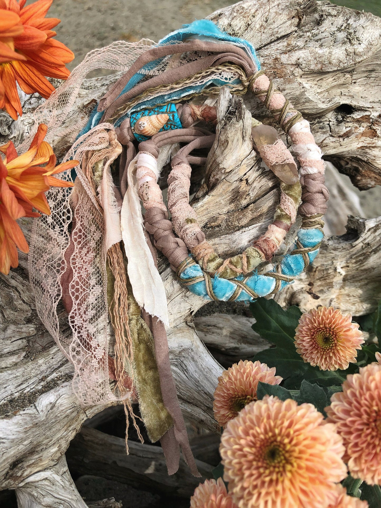 Enchanted Sea Set of 2 Hairwraps, Dreadwraps, Fabric Loc Extensions, Dreadlock Accessories