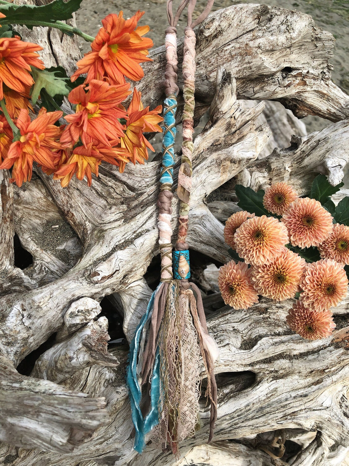 Enchanted Sea Set of 2 Hairwraps, Dreadwraps, Fabric Loc Extensions, Dreadlock Accessories