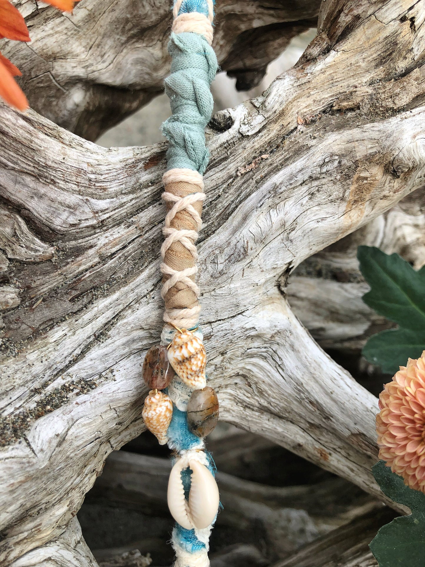 Enchanted Sea Hairwrap, Dreadwrap, Fabric Loc Extension, Dreadlock Accessories
