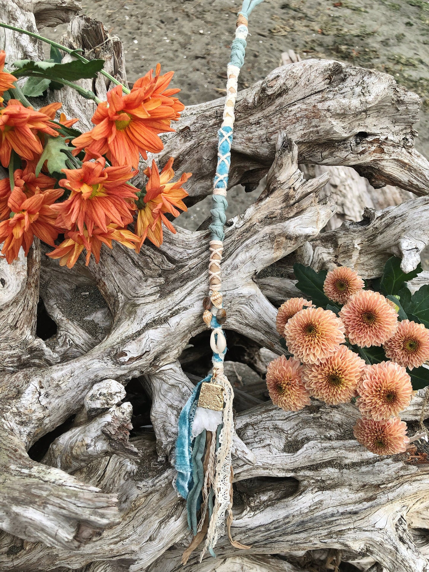 Enchanted Sea Hairwrap, Dreadwrap, Fabric Loc Extension, Dreadlock Accessories