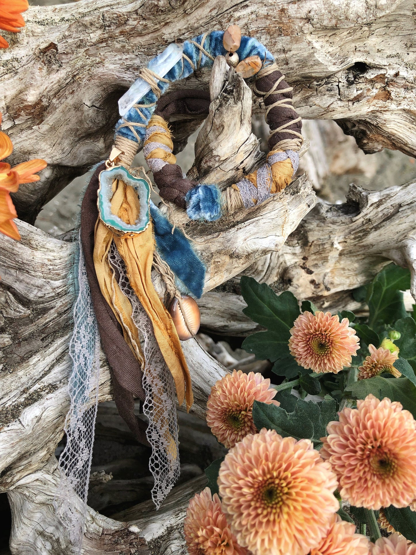 Enchanted Sea Hairwrap, Dreadwrap, Fabric Loc Extension, Dreadlock Accessories