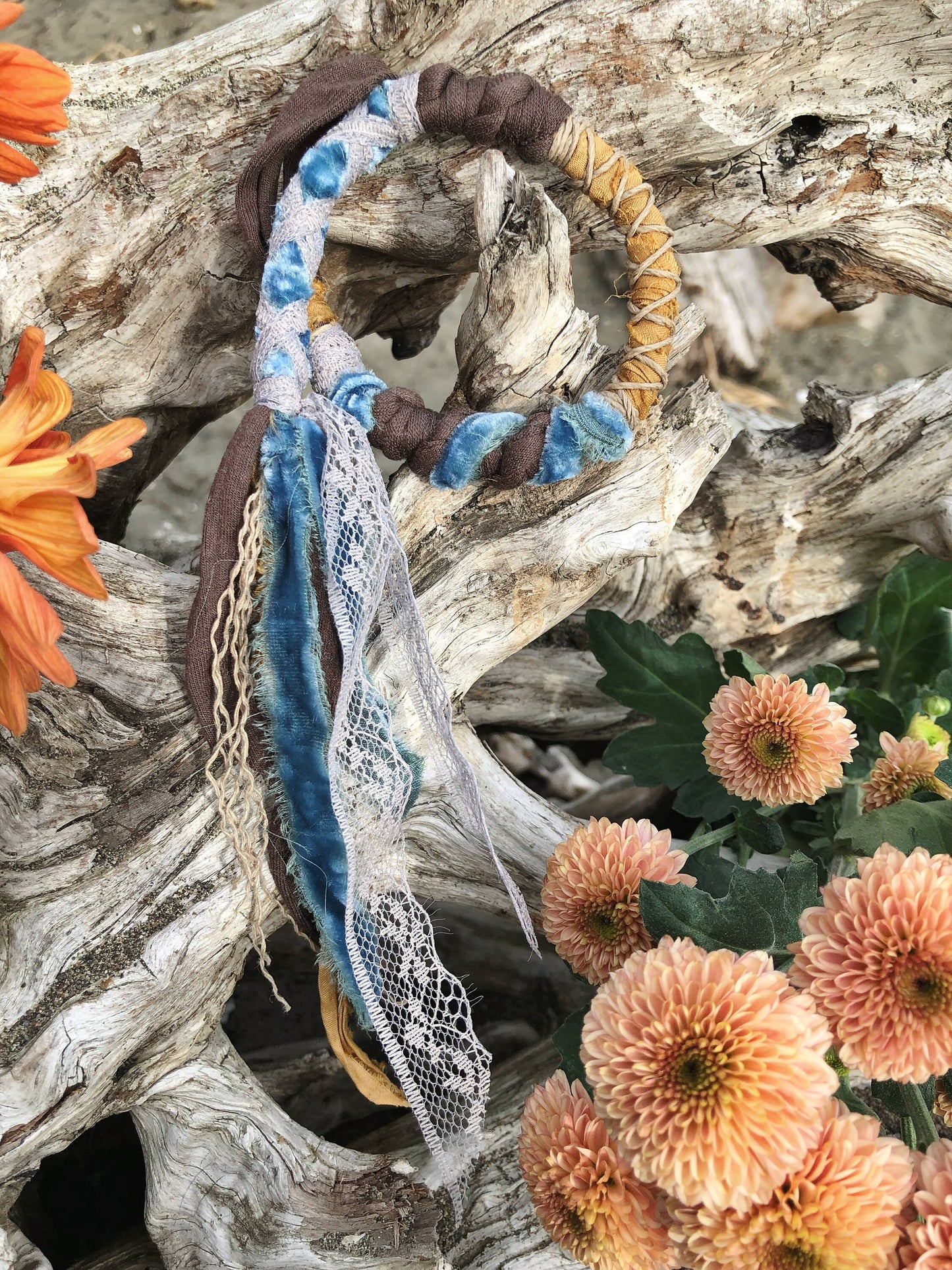 Enchanted Sea Hairwrap, Dreadwrap, Fabric Loc Extension, Dreadlock Accessories