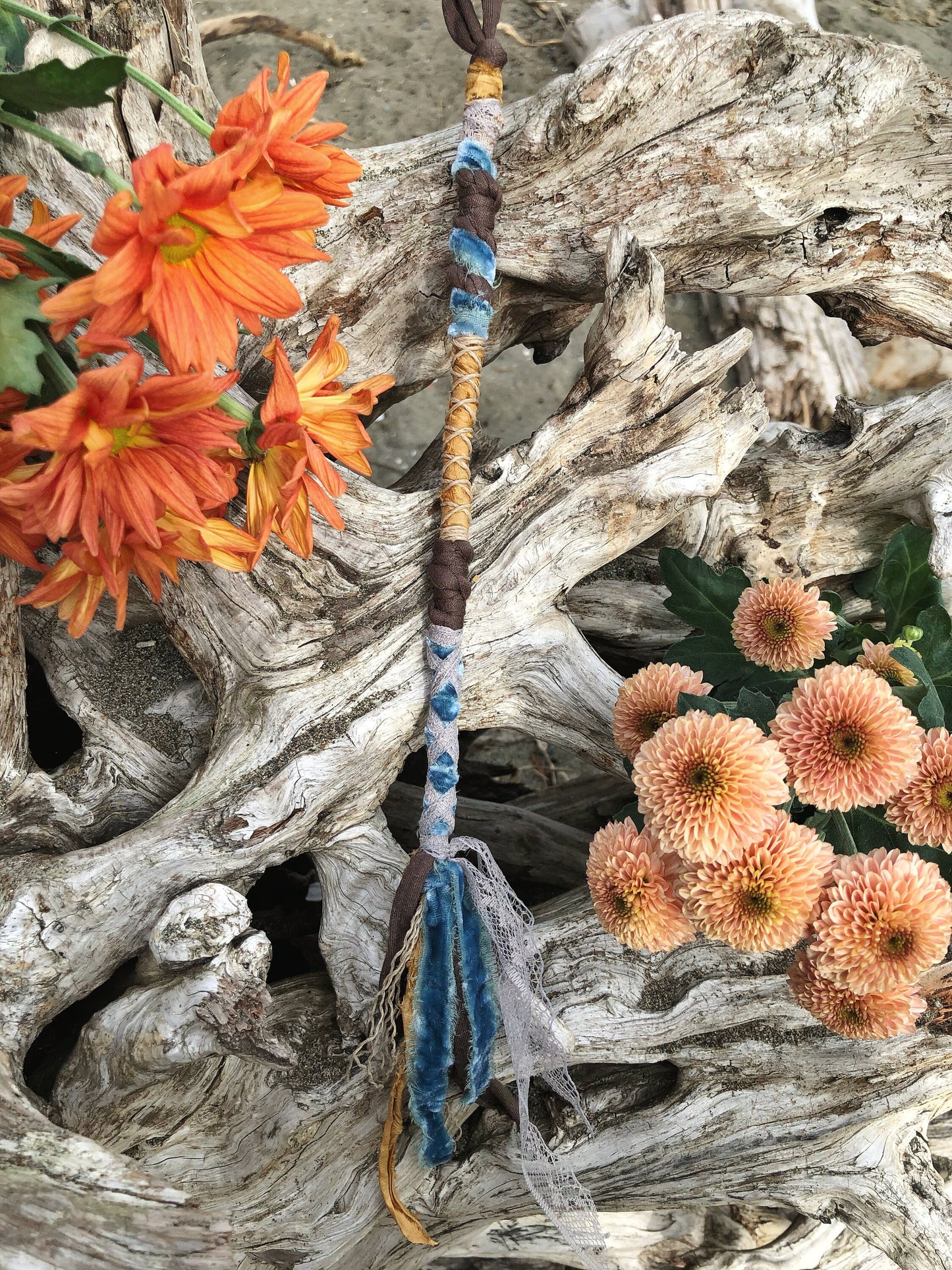 Enchanted Sea Hairwrap, Dreadwrap, Fabric Loc Extension, Dreadlock Accessories