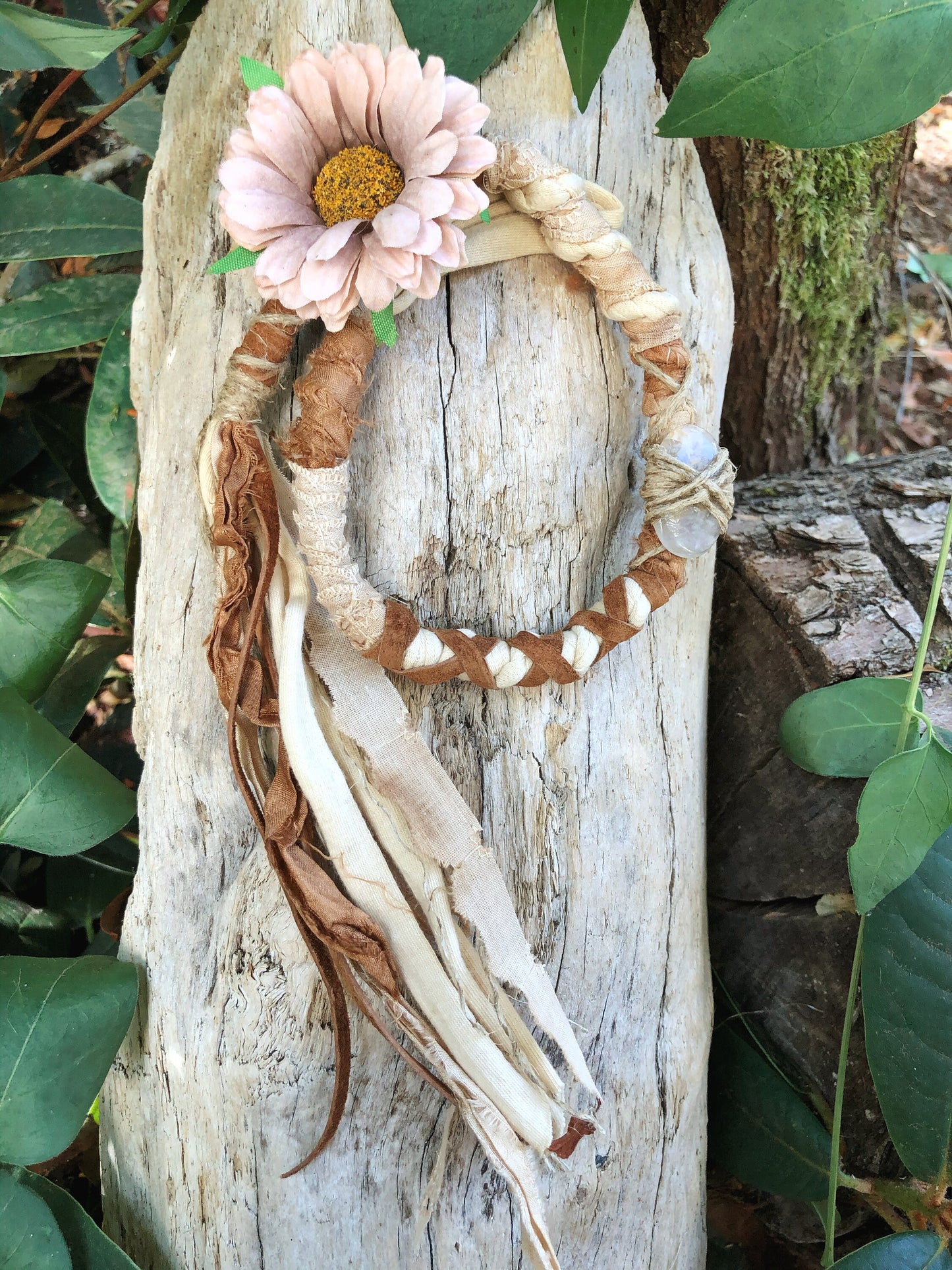 ONE Made To Order Boho Botanical Hairwrap, Dreadwrap, Fabric Loc Extension