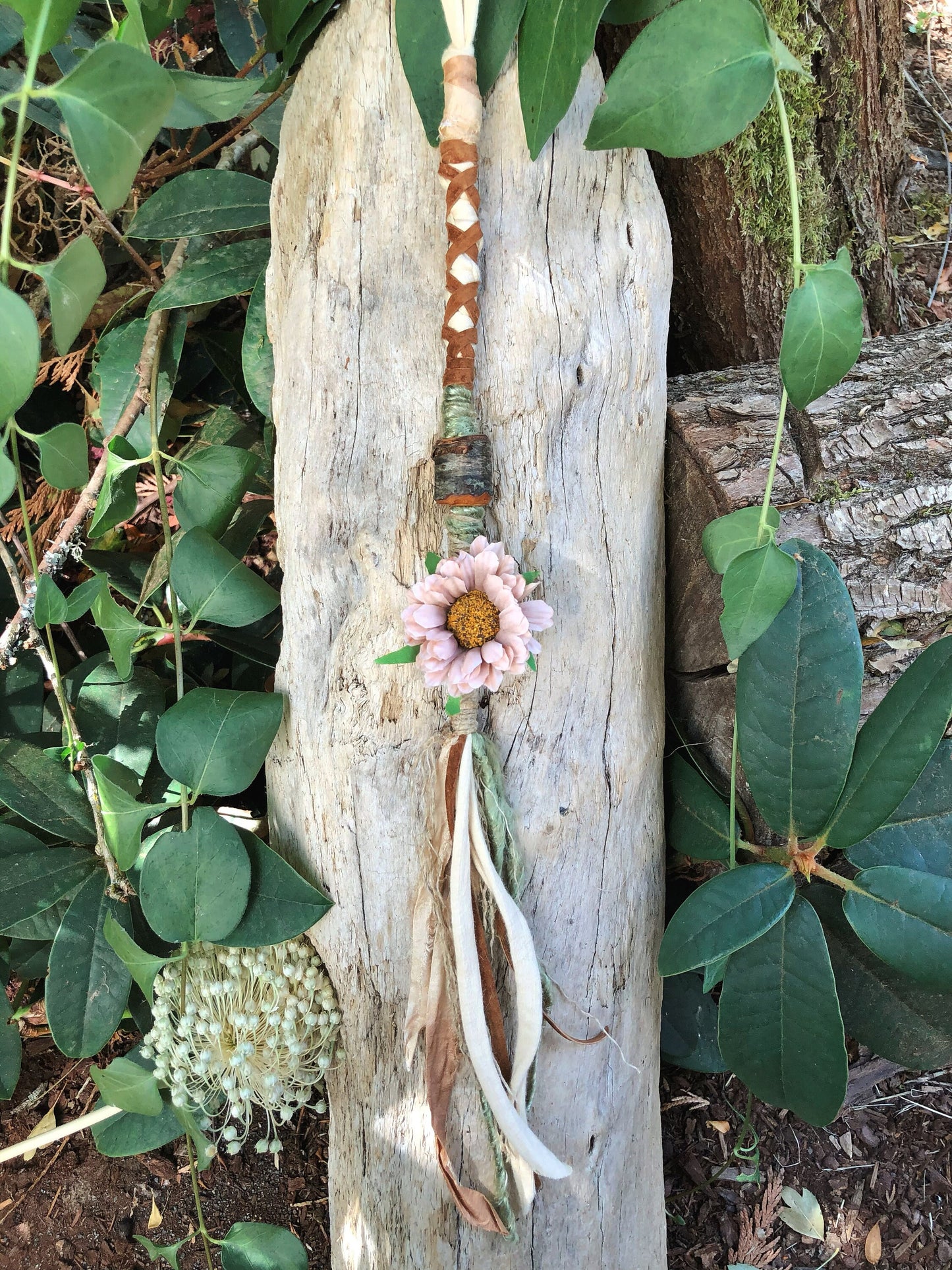 ONE Made To Order Boho Botanical Hairwrap, Dreadwrap, Fabric Loc Extension