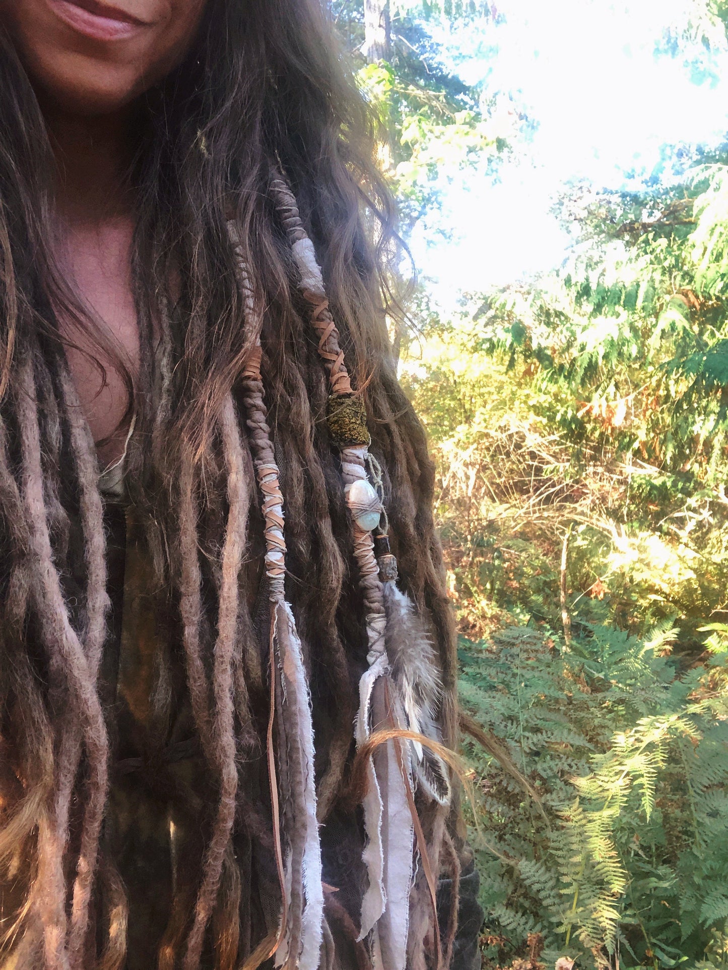 Enchanted Earth Set of 2 Hairwraps, Dreadwraps, Fabric Loc Extensions, Dreadlock Accessories