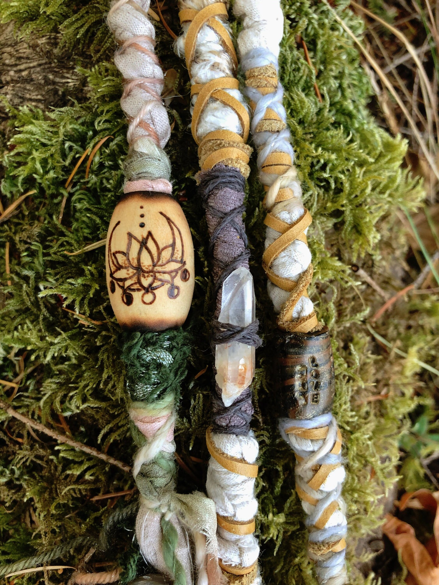 Dream Weaver Set of 3 CLIP-IN Hairwraps, Dreadwraps, Fabric Loc Extensions, Dreadlock Accessories