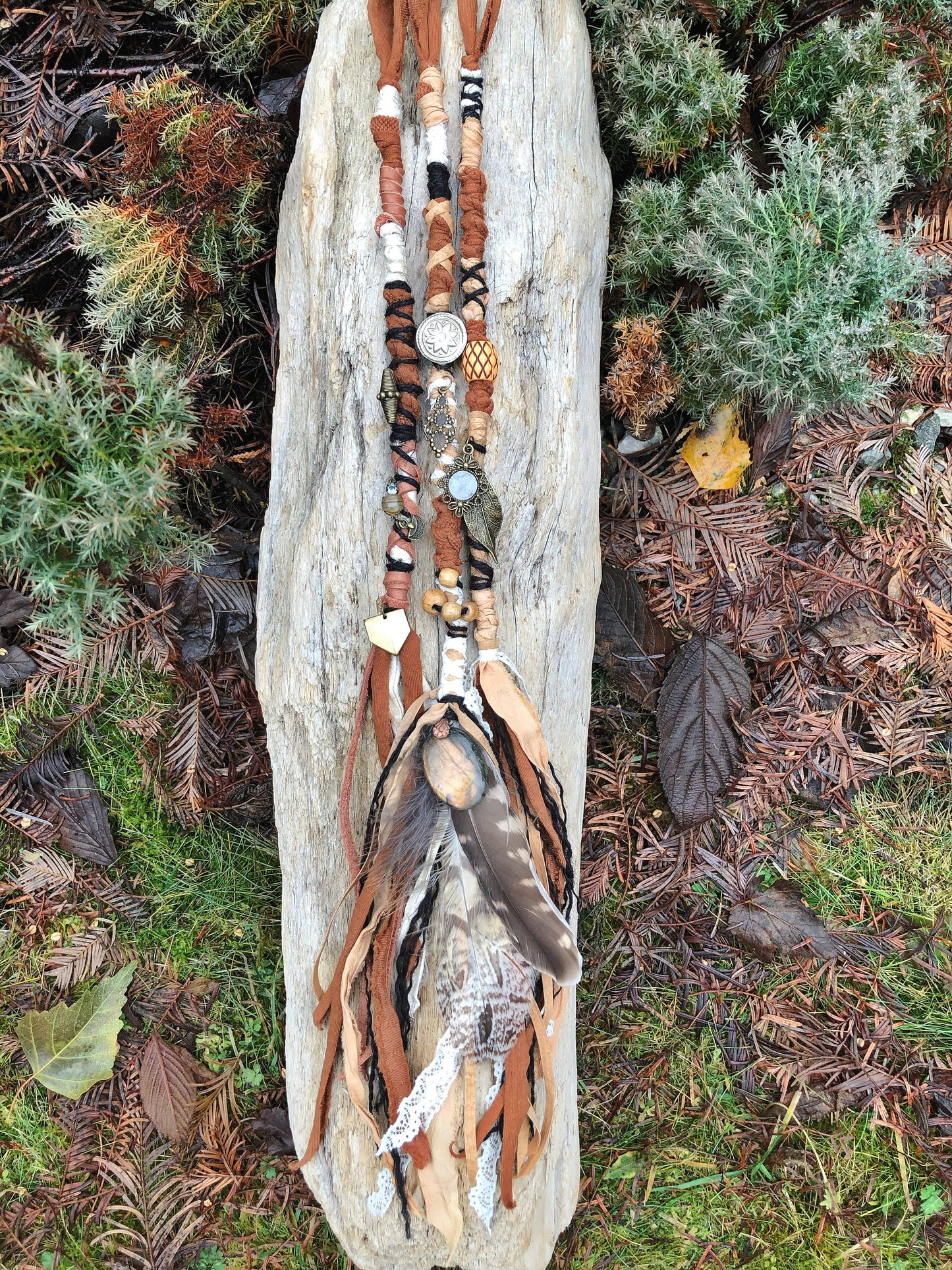 Set of 3 Earthy Goddess Hairwraps, Dreadwraps, Fabric Loc Extensions, Dreadlock Accessories