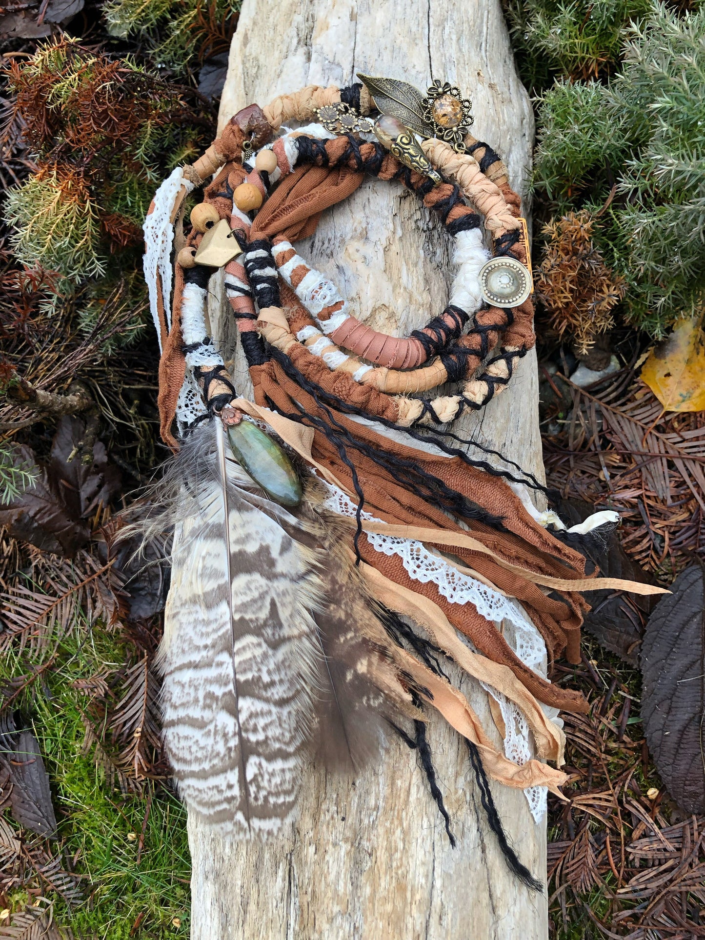 Set of 3 Earthy Goddess Hairwraps, Dreadwraps, Fabric Loc Extensions, Dreadlock Accessories
