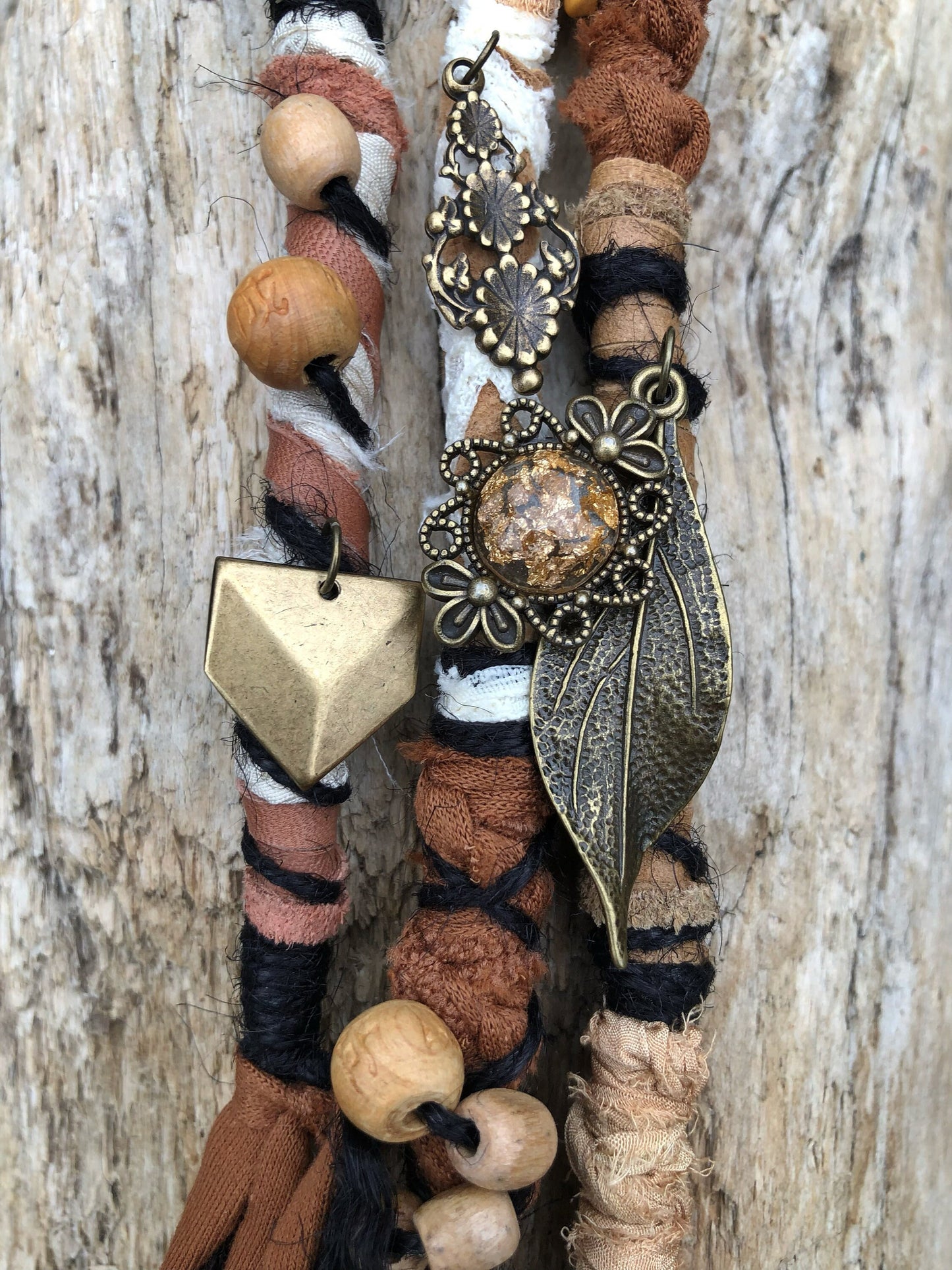 Set of 3 Earthy Goddess Hairwraps, Dreadwraps, Fabric Loc Extensions, Dreadlock Accessories
