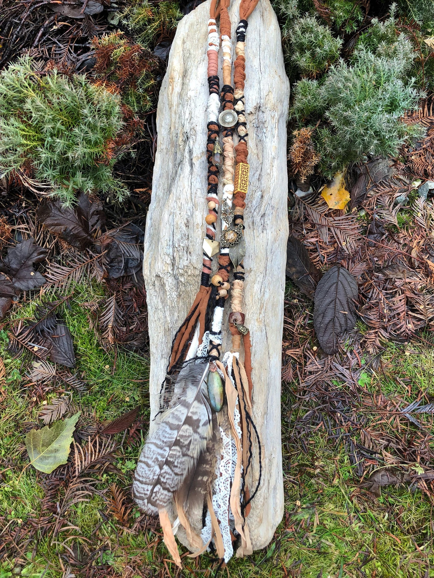 Set of 3 Earthy Goddess Hairwraps, Dreadwraps, Fabric Loc Extensions, Dreadlock Accessories