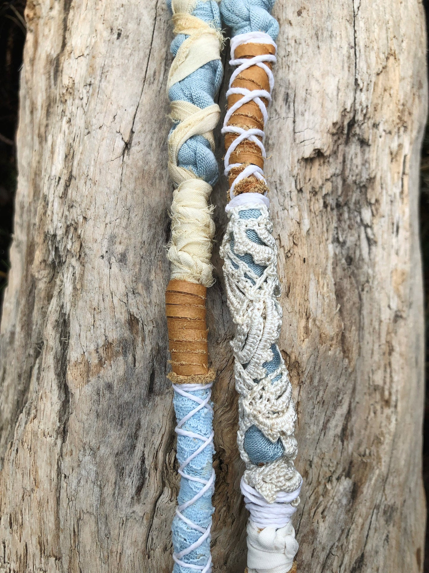 Sea Breeze Set of 2 Hairwraps, Dreadwraps, Fabric Loc Extensions, Dreadlock Accessories