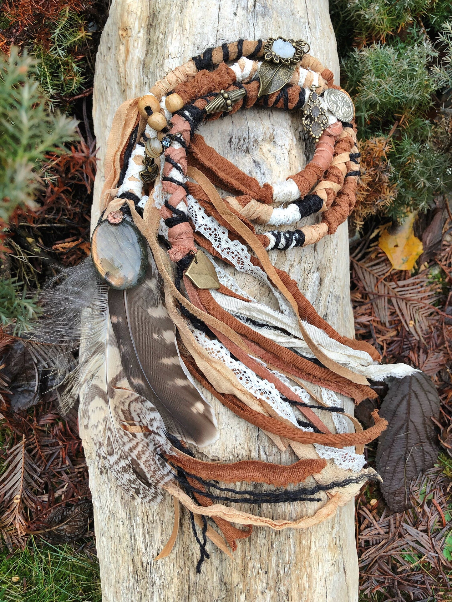 Set of 3 Earthy Goddess Hairwraps, Dreadwraps, Fabric Loc Extensions, Dreadlock Accessories