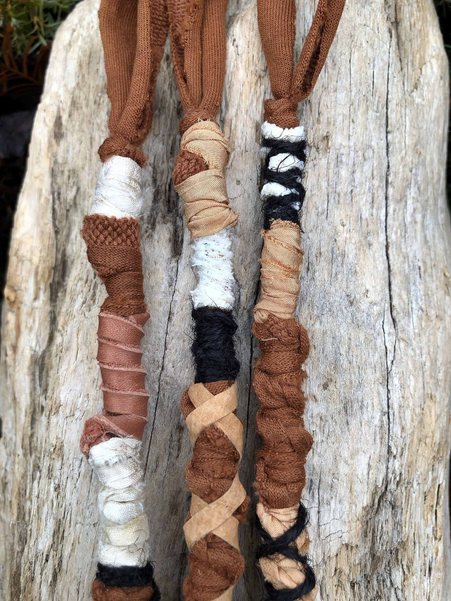 Set of 3 Earthy Goddess Hairwraps, Dreadwraps, Fabric Loc Extensions, Dreadlock Accessories