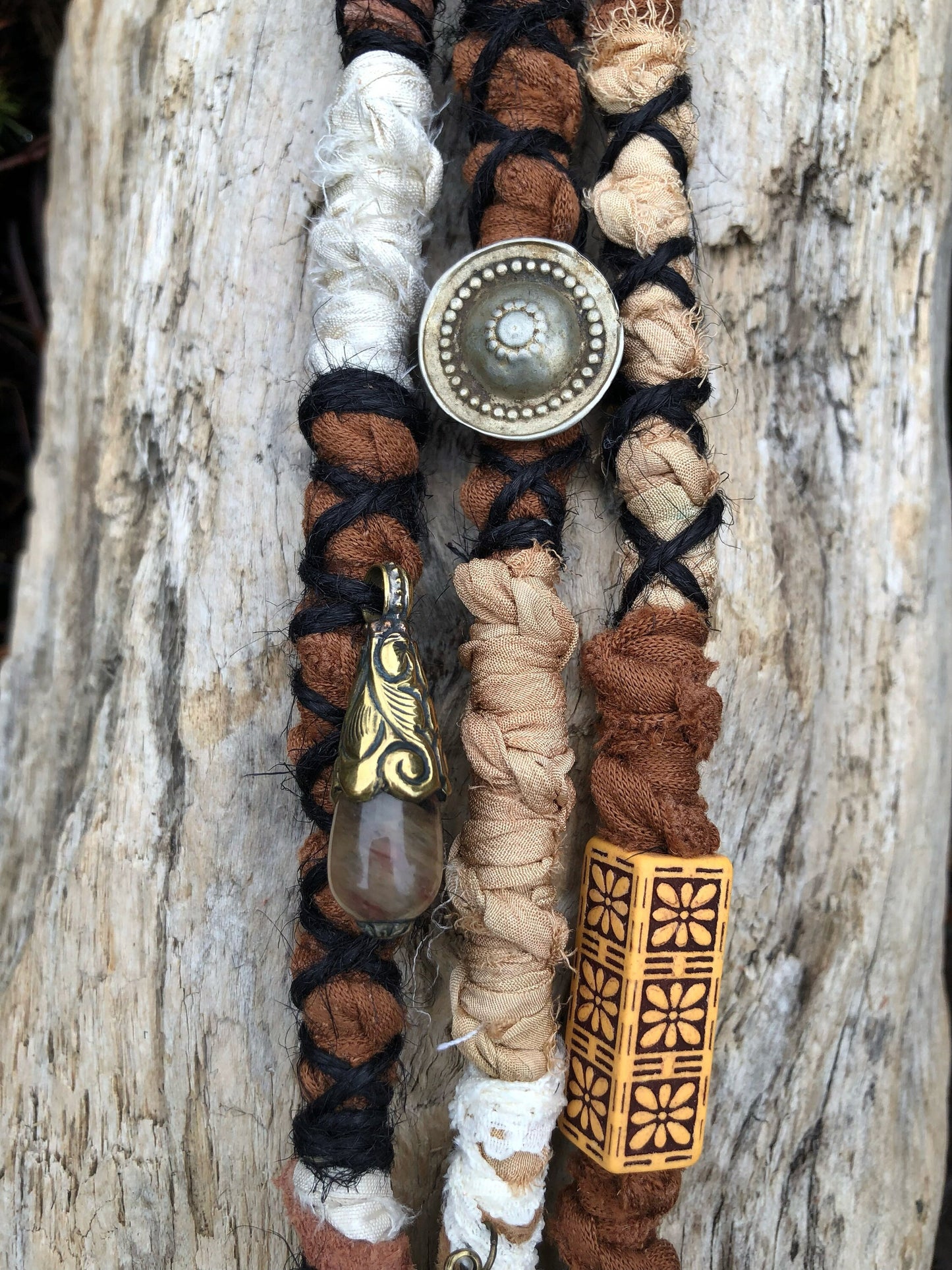 Set of 3 Earthy Goddess Hairwraps, Dreadwraps, Fabric Loc Extensions, Dreadlock Accessories