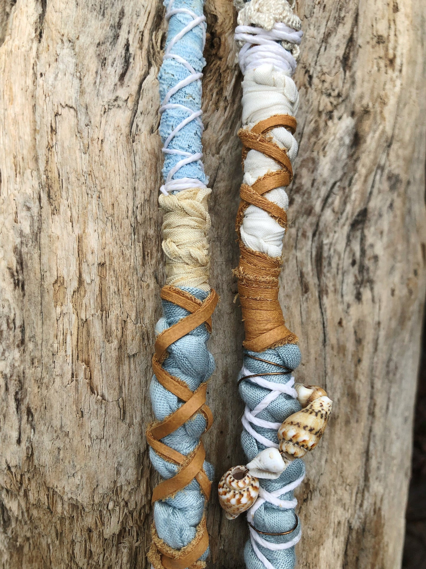 Sea Breeze Set of 2 Hairwraps, Dreadwraps, Fabric Loc Extensions, Dreadlock Accessories