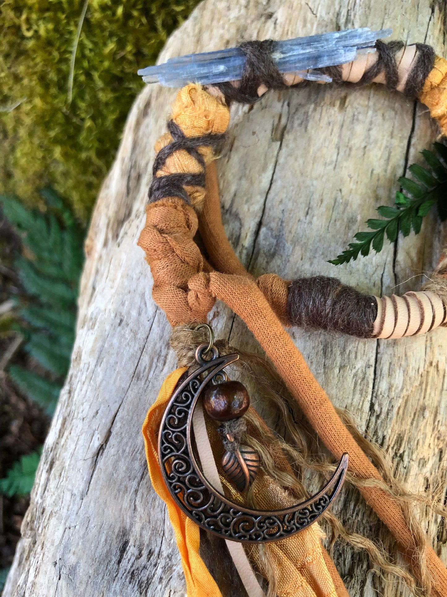 Autumn Moon Hairwrap, Dreadwrap, Fabric Loc Extension, Dreadlock Accessory