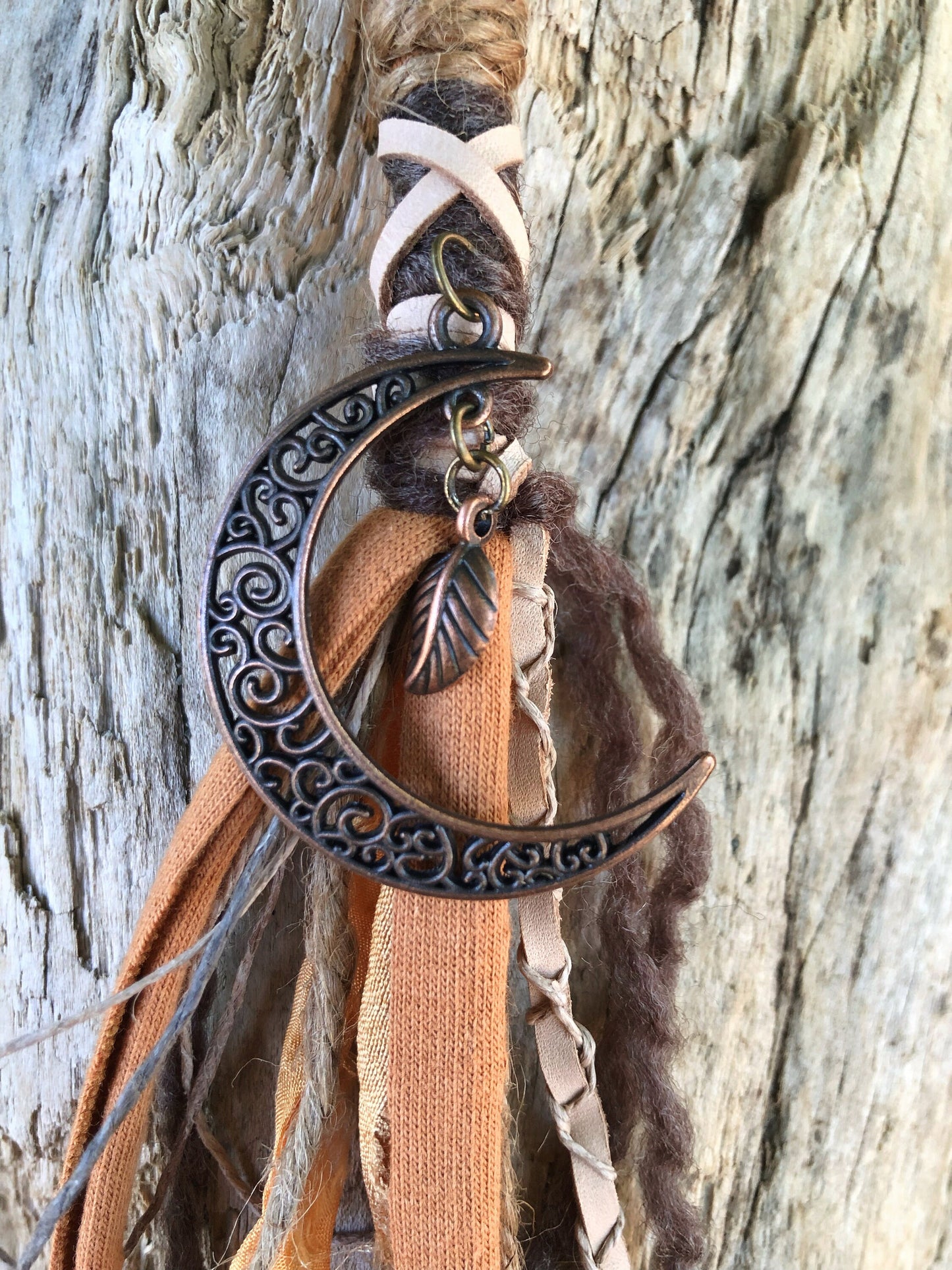 Autumn Moon CLIP-IN Hairwrap, Dreadwrap, Fabric Loc Extension, Dreadlock Accessory