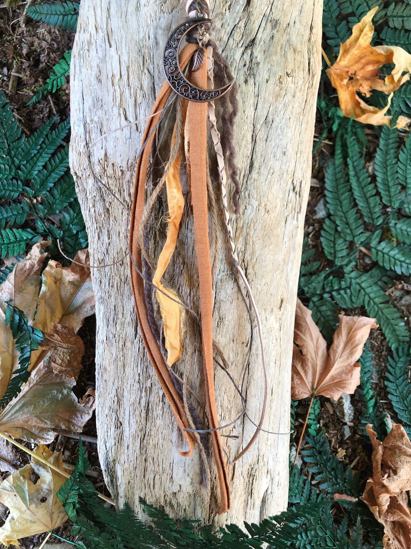 Autumn Moon CLIP-IN Hairwrap, Dreadwrap, Fabric Loc Extension, Dreadlock Accessory
