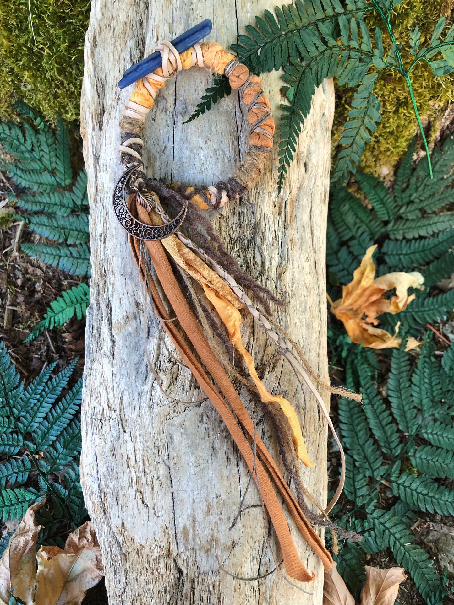 Autumn Moon CLIP-IN Hairwrap, Dreadwrap, Fabric Loc Extension, Dreadlock Accessory