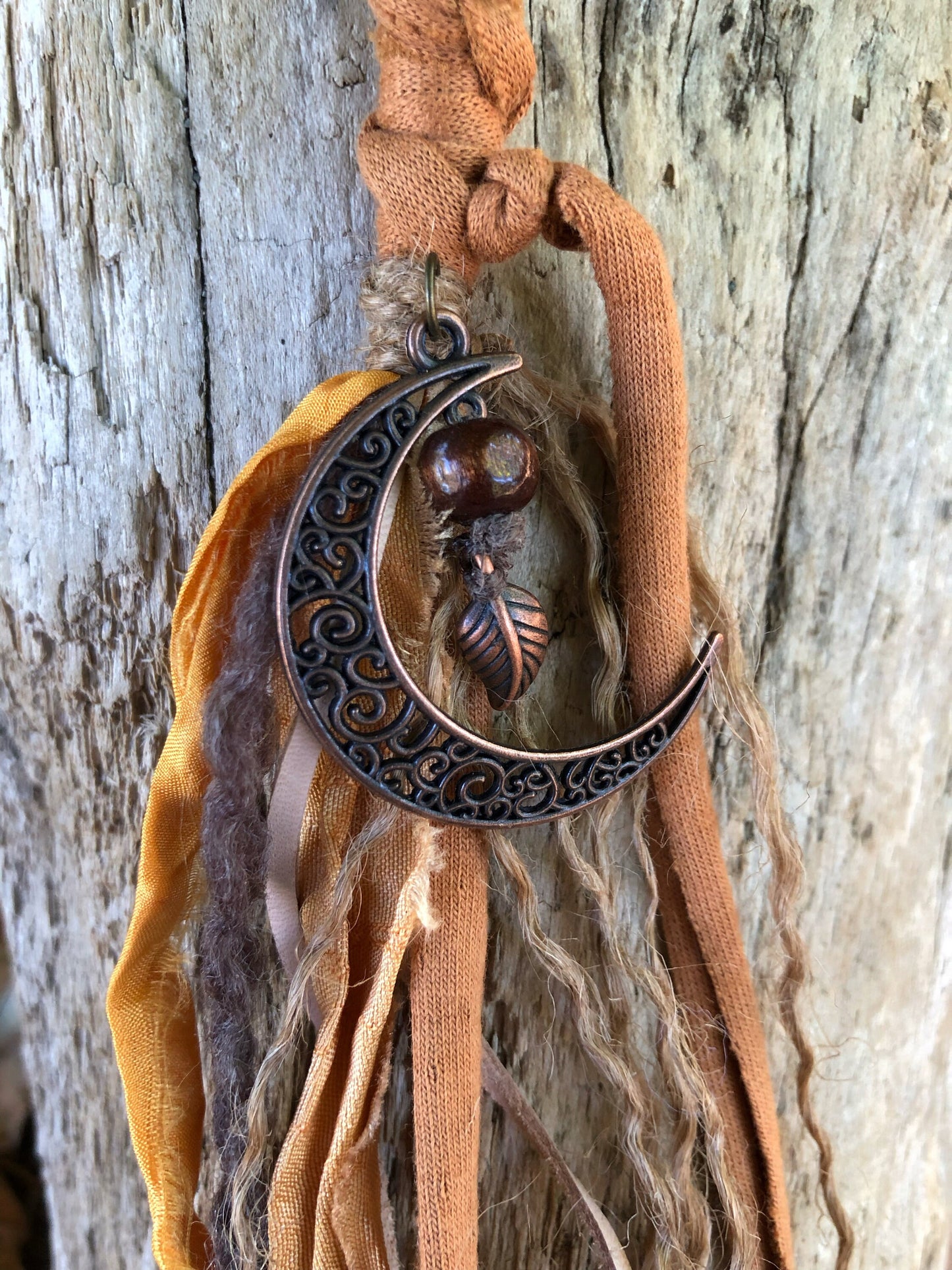 Autumn Moon Hairwrap, Dreadwrap, Fabric Loc Extension, Dreadlock Accessory