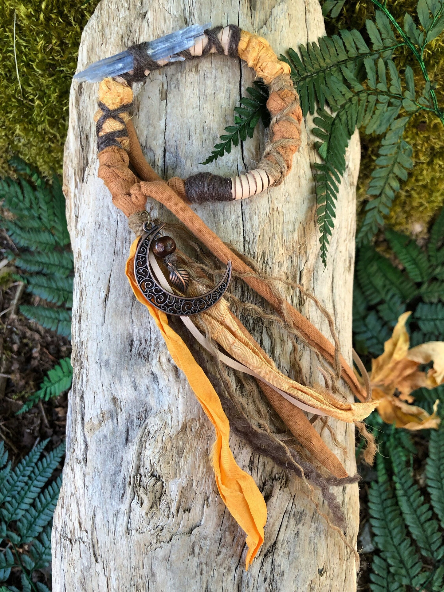 Autumn Moon Hairwrap, Dreadwrap, Fabric Loc Extension, Dreadlock Accessory