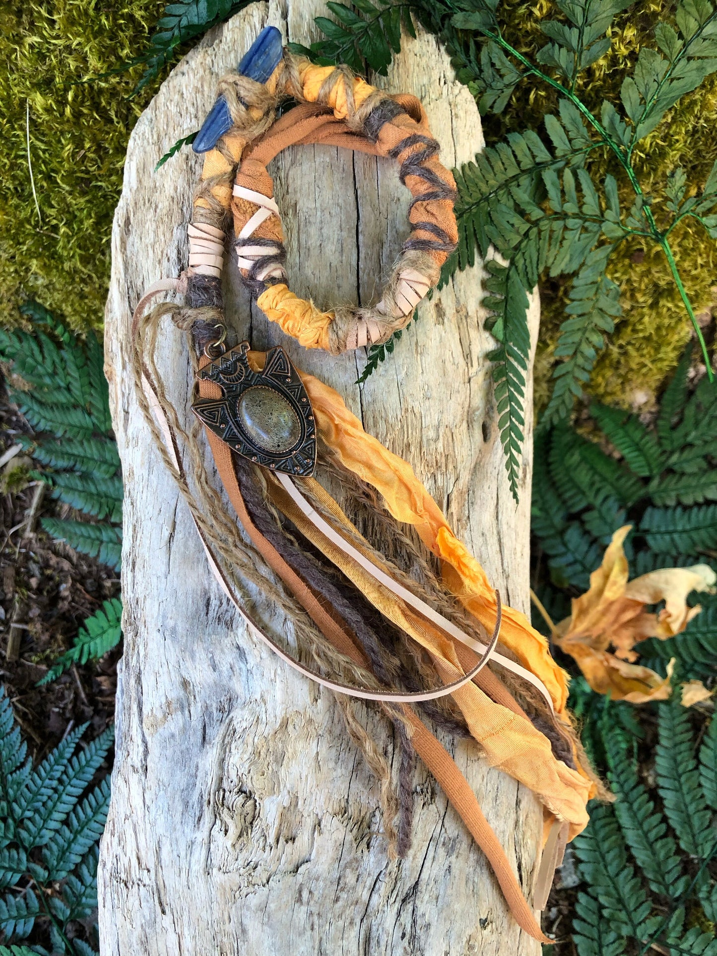 Autumn Moon Hairwrap, Dreadwrap, Fabric Loc Extension, Dreadlock Accessory