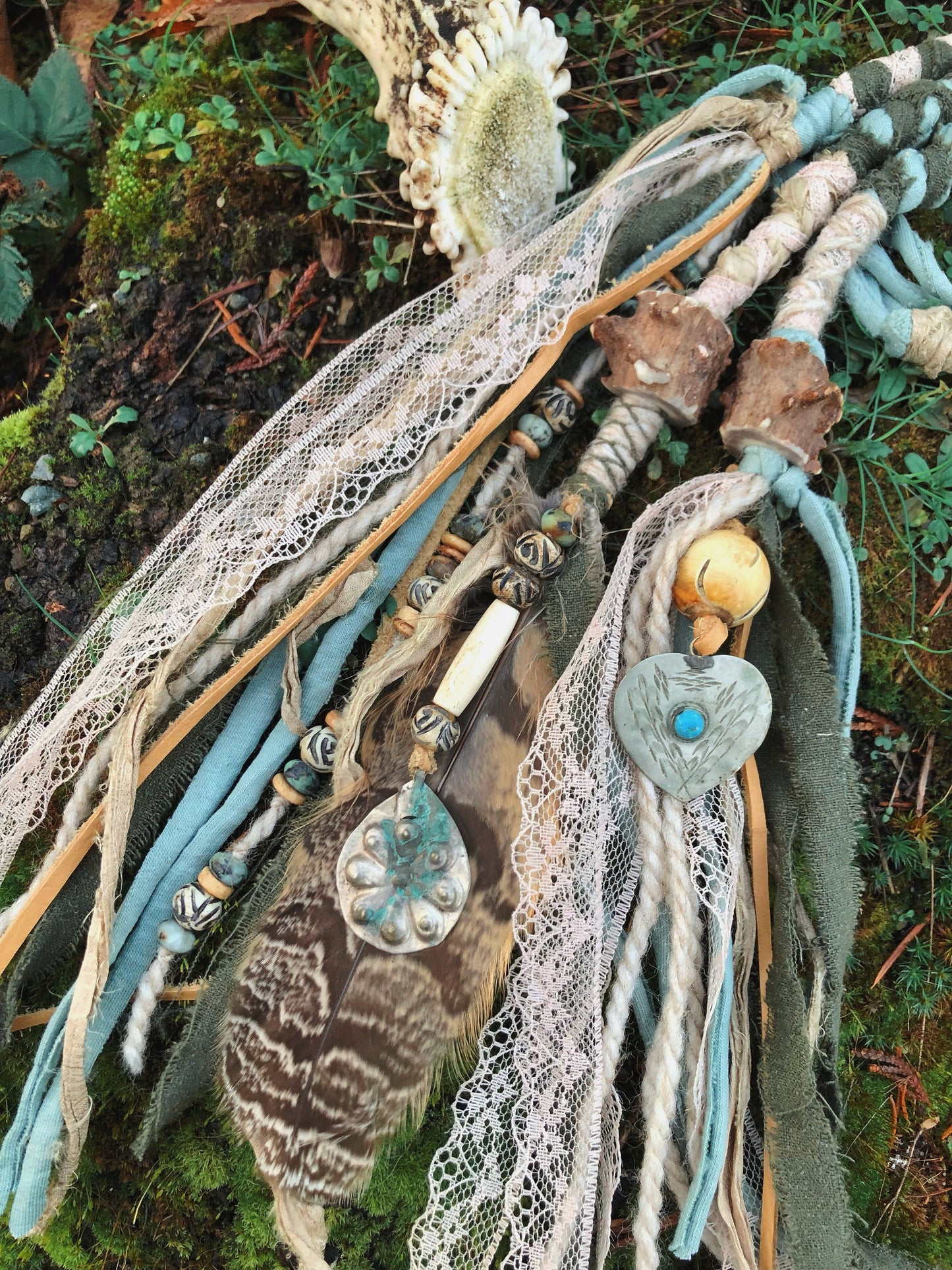 Set of 3 Tribal Folklore Hairwraps, Dreadwraps, Fabric Loc Extensions, Dreadlock Accessories