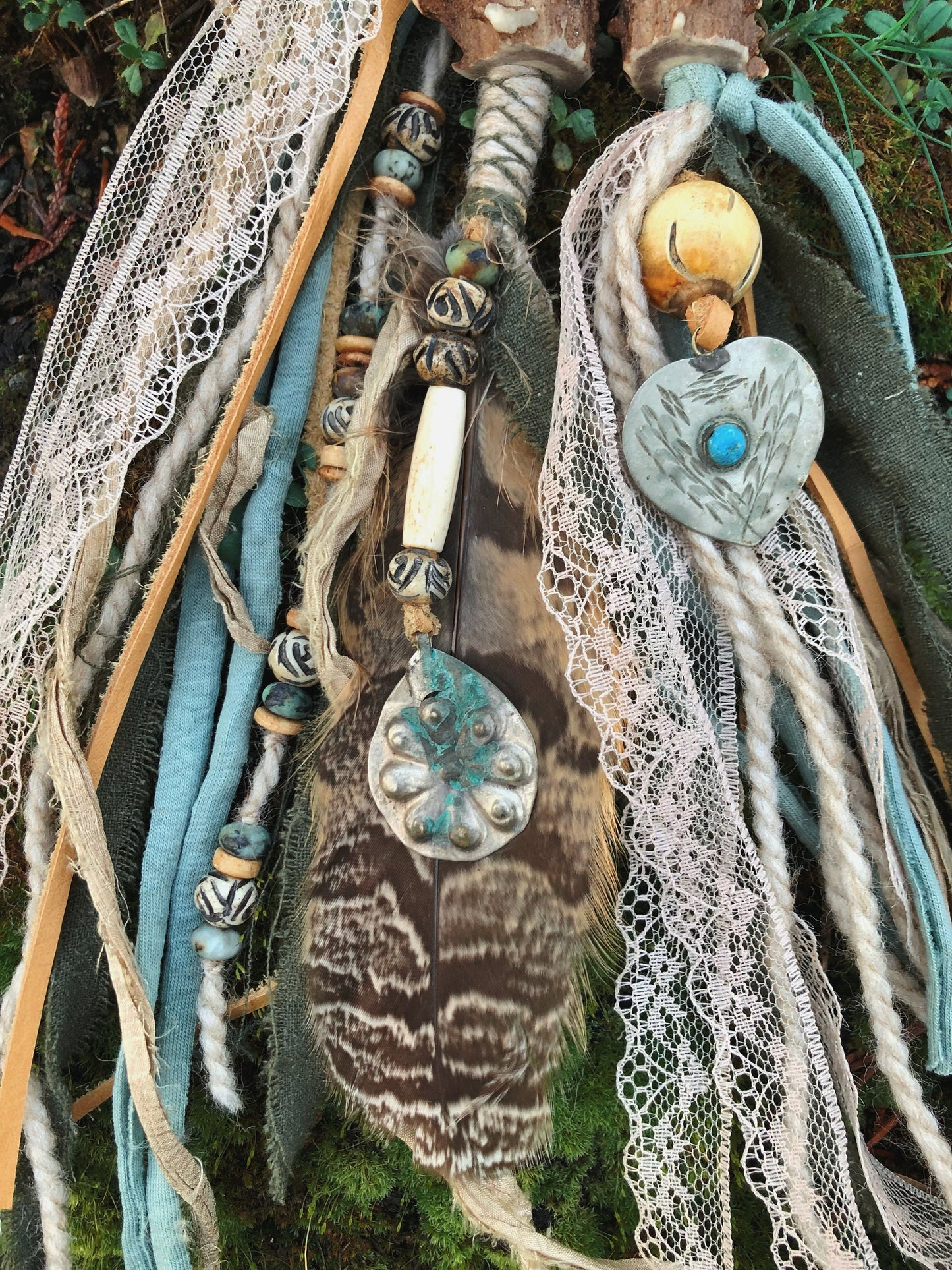 Set of 3 Tribal Folklore Hairwraps, Dreadwraps, Fabric Loc Extensions, Dreadlock Accessories