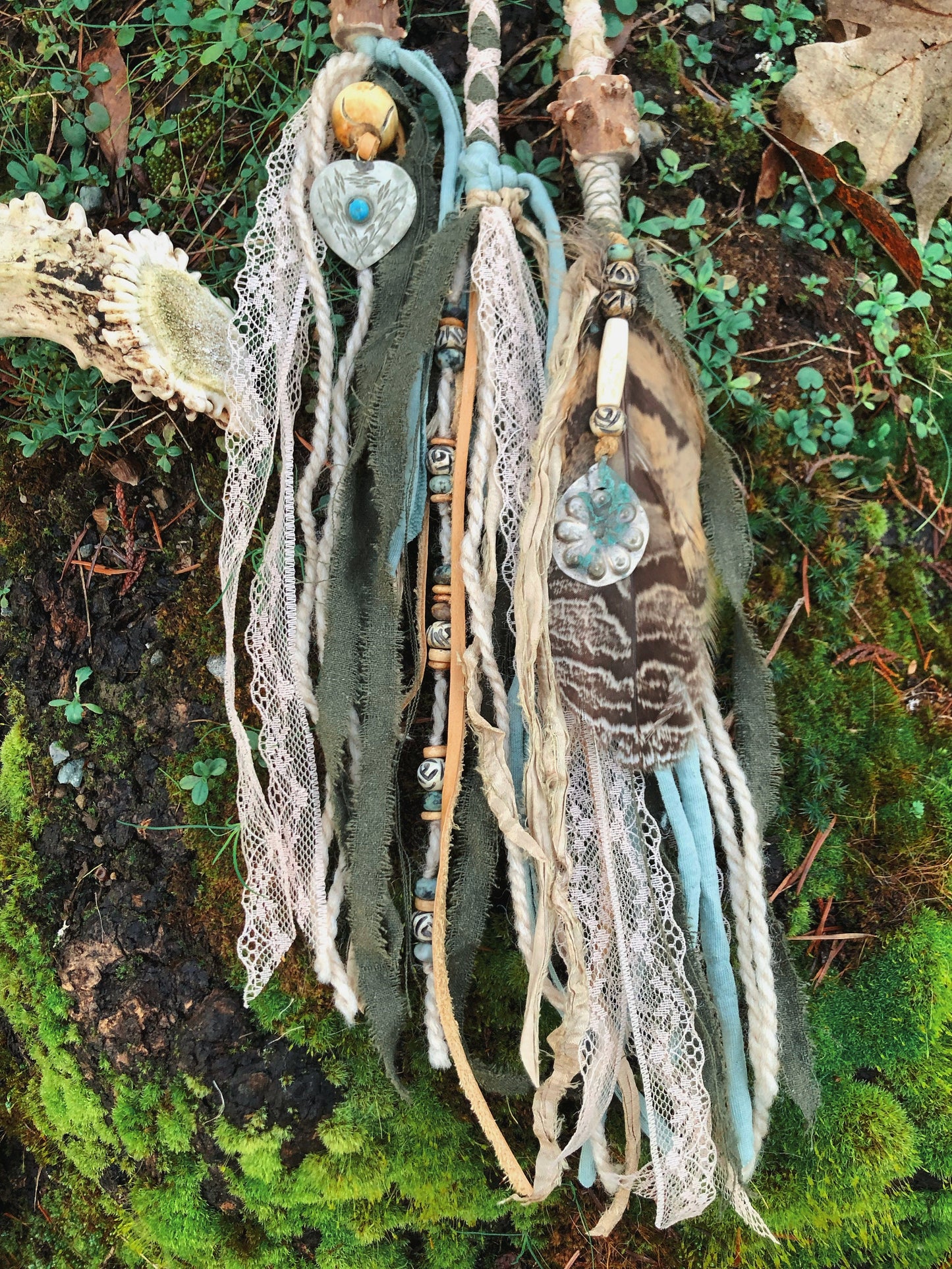 Set of 3 Tribal Folklore Hairwraps, Dreadwraps, Fabric Loc Extensions, Dreadlock Accessories