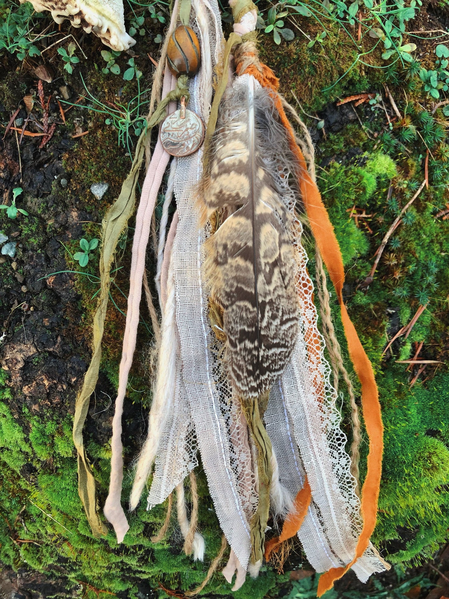 Set of 2 Tribal Folklore Hairwraps, Dreadwraps, Fabric Loc Extensions, Dreadlock Accessories