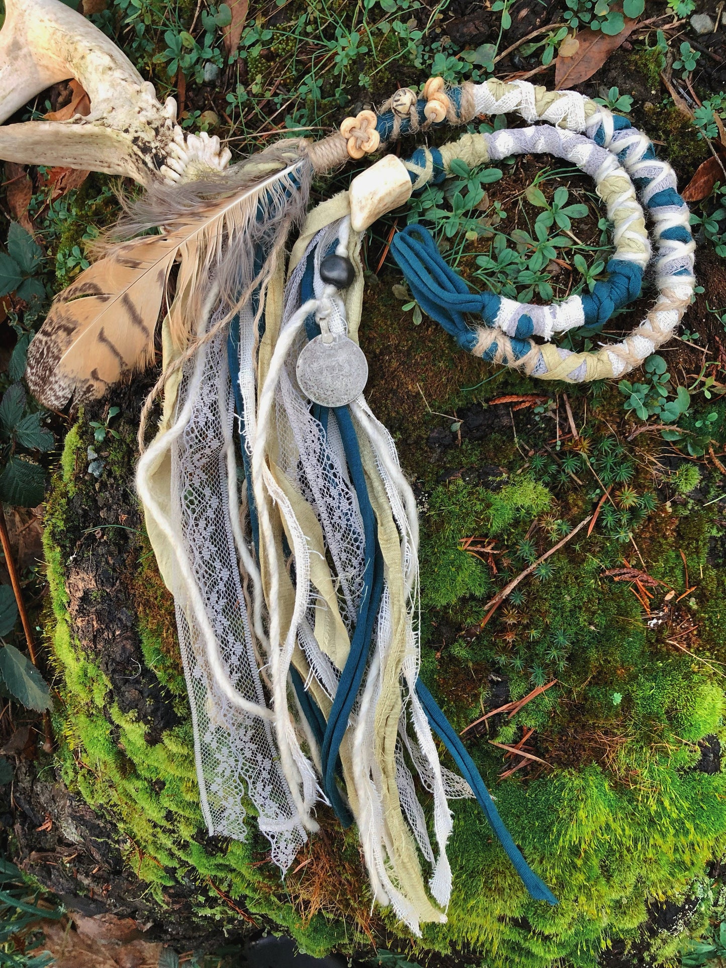 Set of 2 Tribal Folklore Hairwraps, Dreadwraps, Fabric Loc Extensions, Dreadlock Accessories