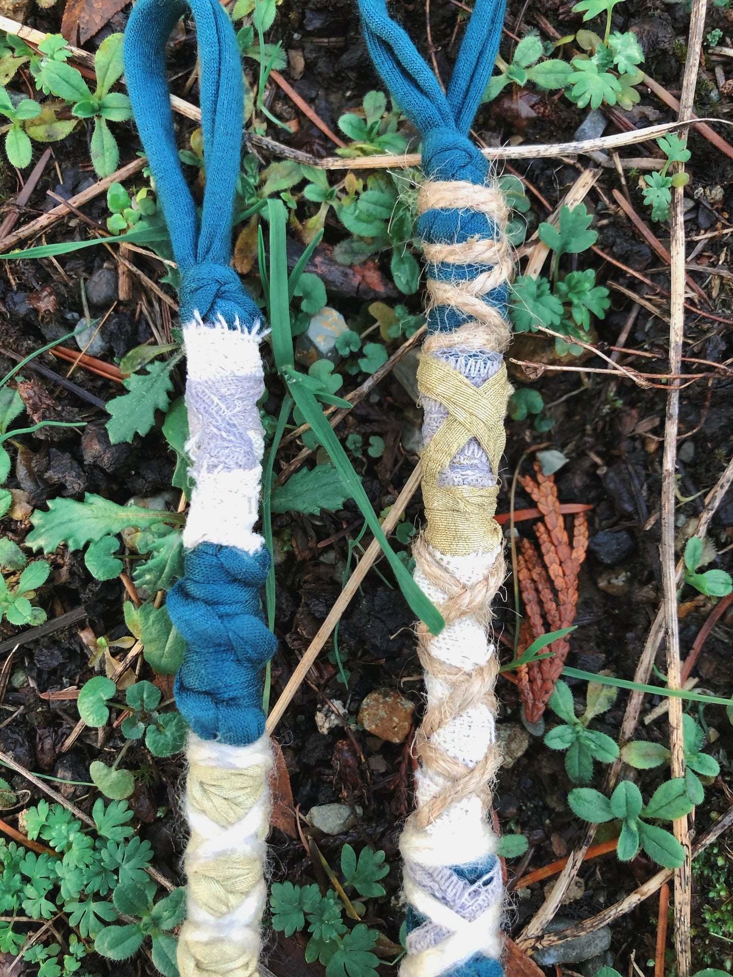 Set of 2 Tribal Folklore Hairwraps, Dreadwraps, Fabric Loc Extensions, Dreadlock Accessories