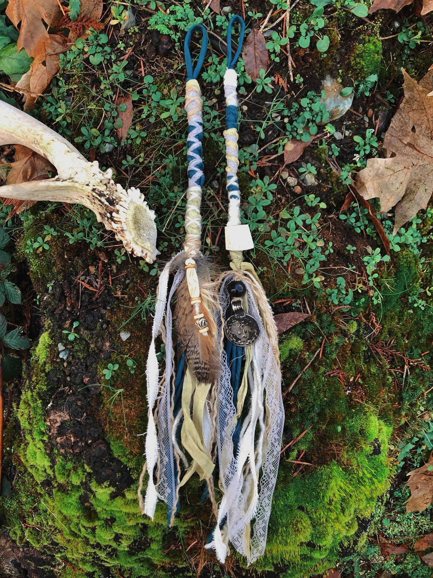 Set of 2 Tribal Folklore Hairwraps, Dreadwraps, Fabric Loc Extensions, Dreadlock Accessories